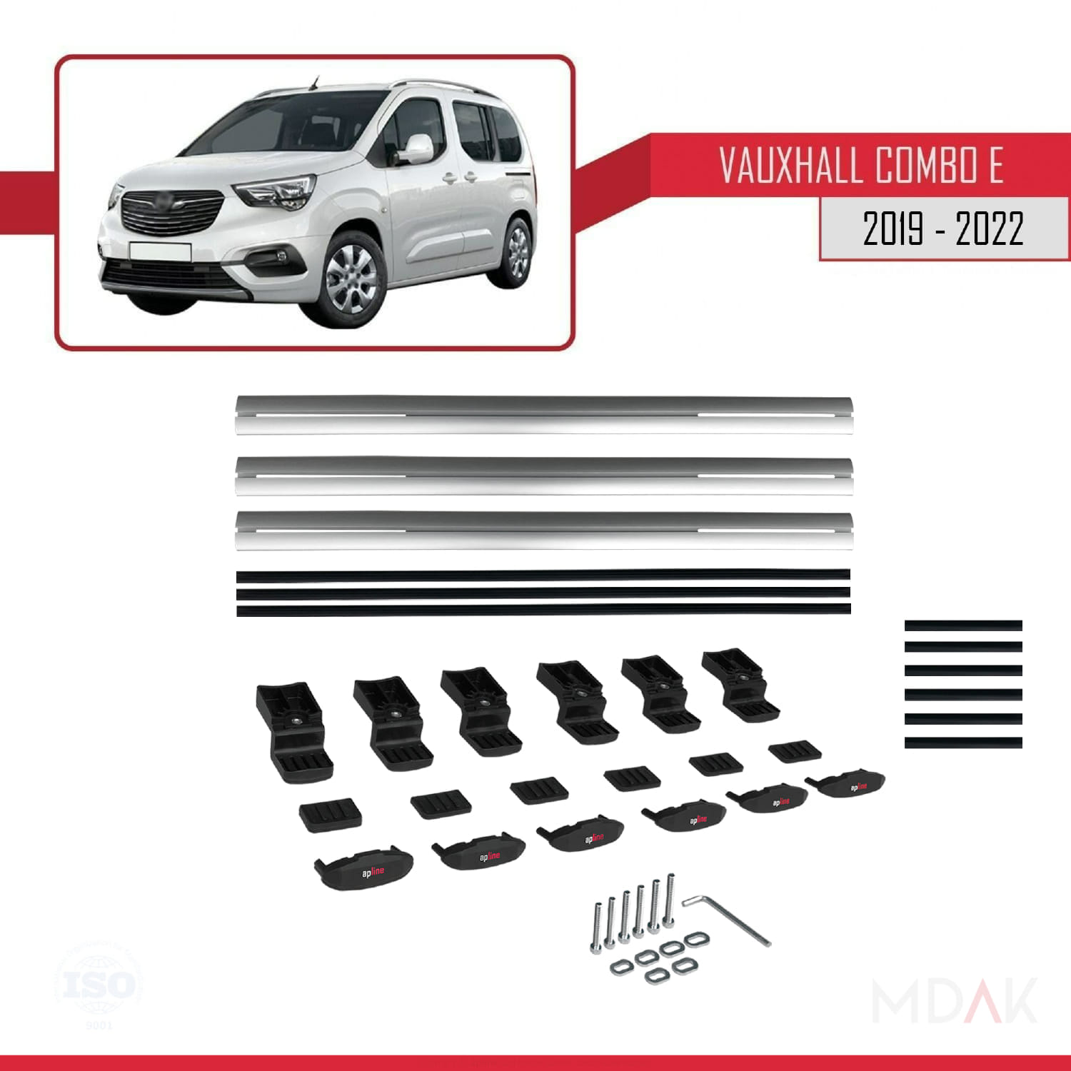 Vauxhall Combo E Life 2019-2022 Arası ile Uyumlu BASIC Model Ara Atkı Tavan Barı Gri 3 Adet - Görsel 6
