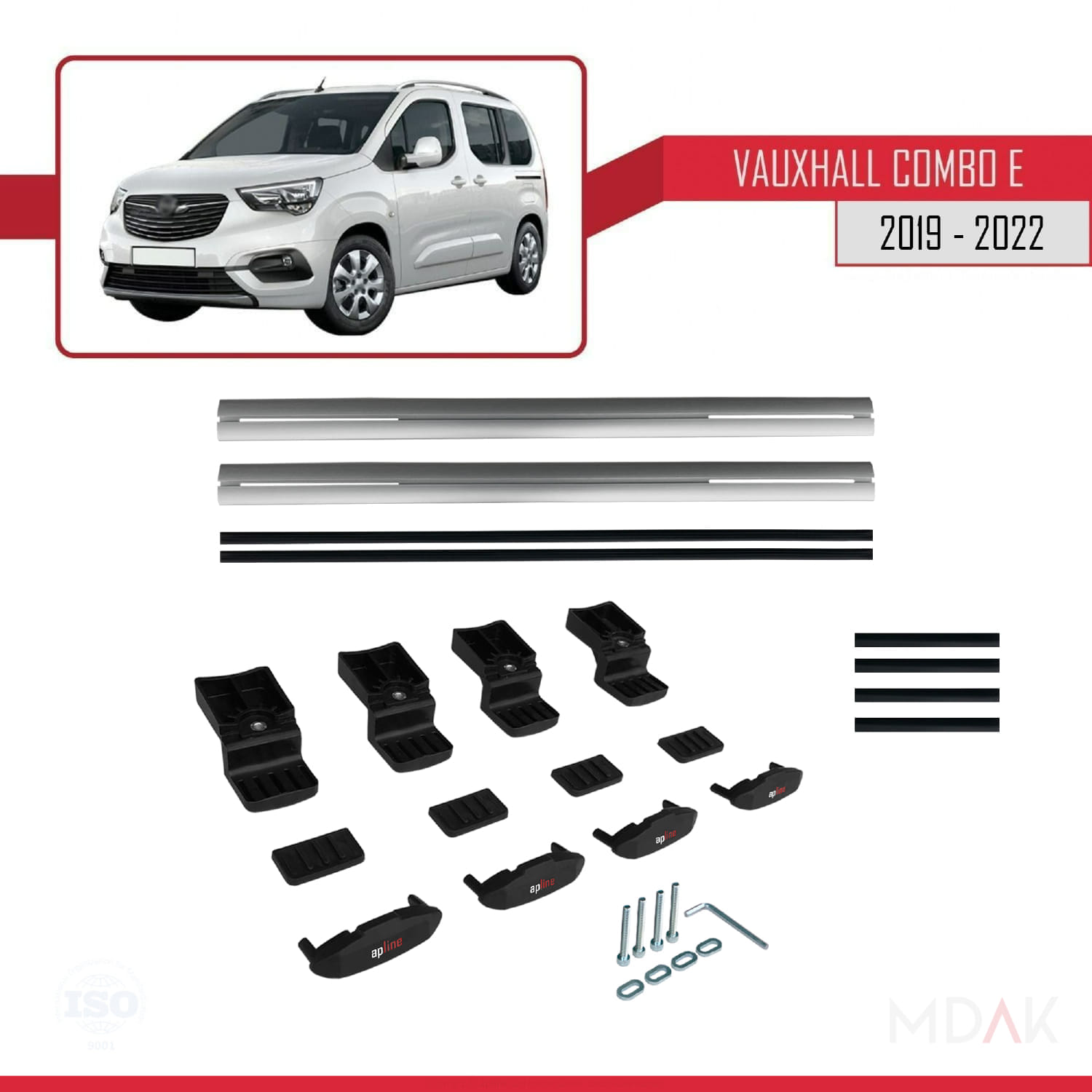 Vauxhall Combo E Life 2019-2022 Arası ile Uyumlu BASIC Model Ara Atkı Tavan Barı Gri 2 Adet - Görsel 6