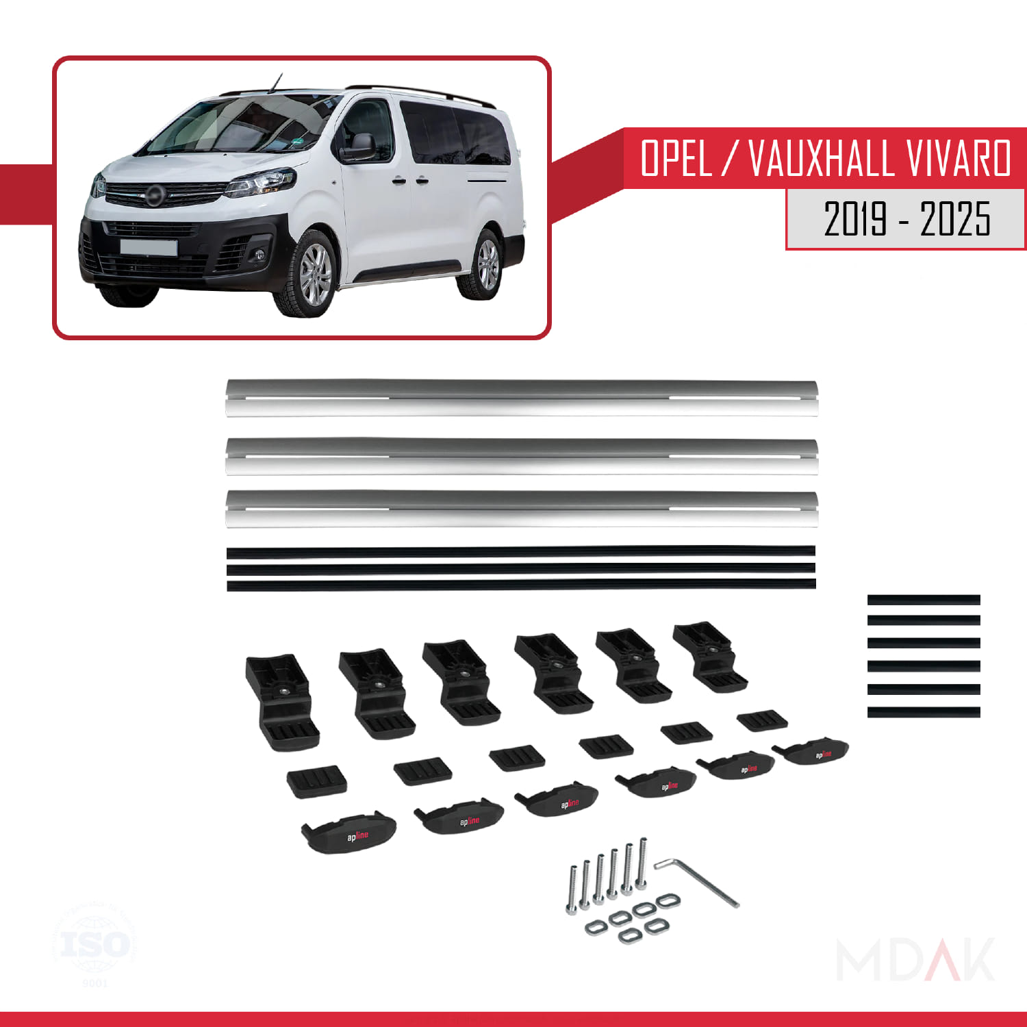 Opel Vivaro C 2019 ve Sonrası ile Uyumlu BASIC Model Ara Atkı Tavan Barı Gri 3 Adet - Görsel 6