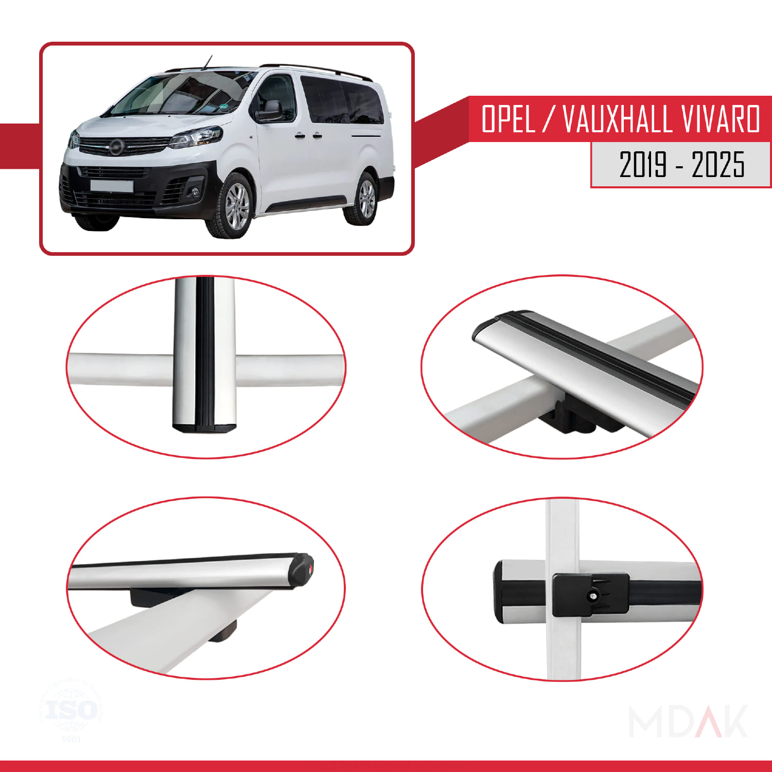 Opel Vivaro C 2019 ve Sonrası ile Uyumlu BASIC Model Ara Atkı Tavan Barı Gri 2 Adet - Görsel 4
