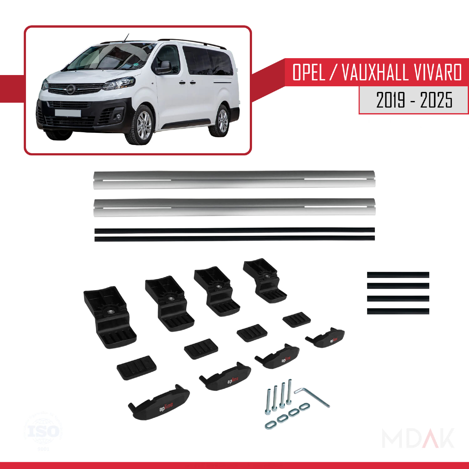 Opel Vivaro C 2019 ve Sonrası ile Uyumlu BASIC Model Ara Atkı Tavan Barı Gri 2 Adet - Görsel 6