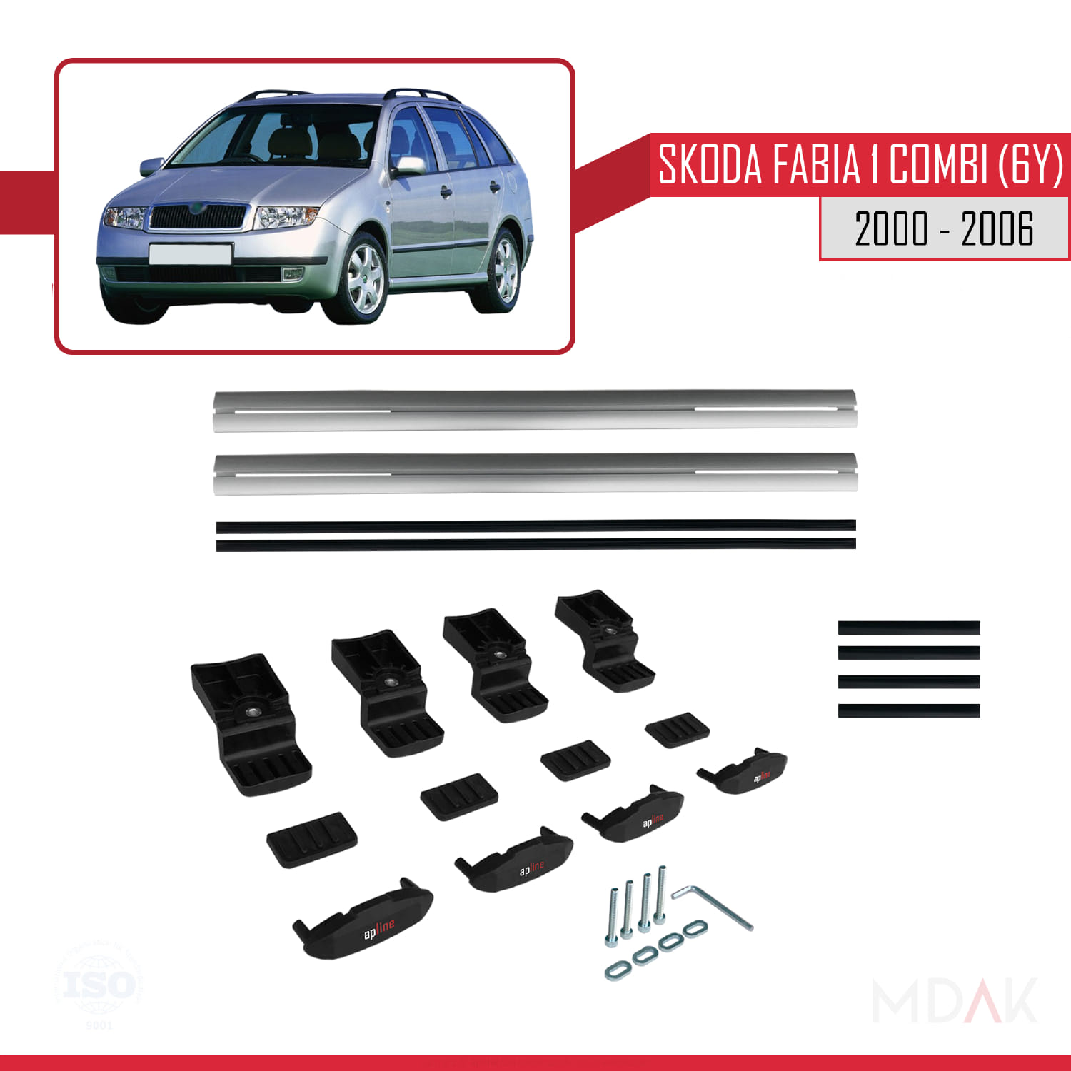 Skoda Fabia (6Y) Combi 2000-2006 Arası ile Uyumlu BASIC Model Ara Atkı Tavan Barı Gri 2 Adet - Görsel 6
