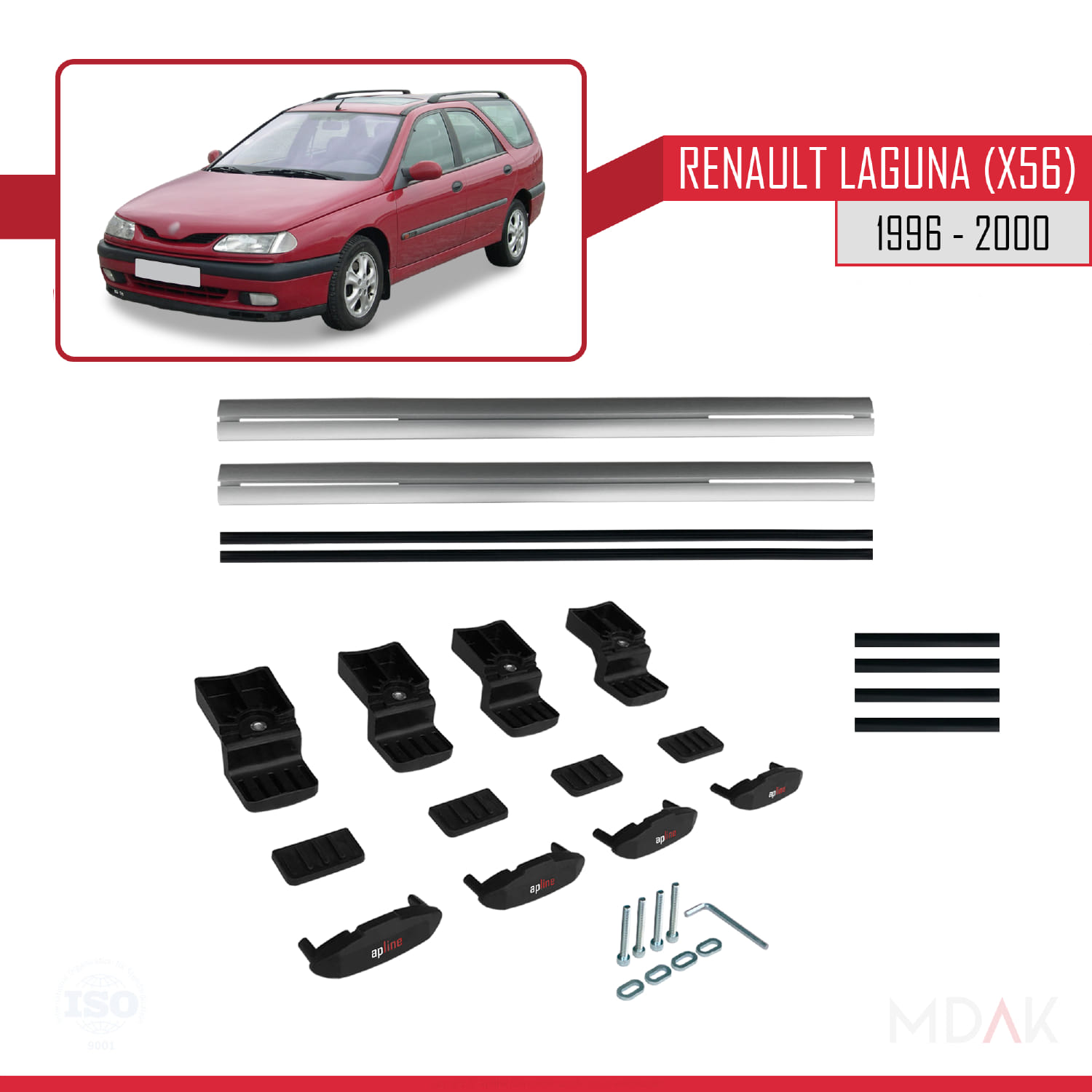 Renault Laguna (X56) SW 1996-2000 Arası ile Uyumlu BASIC Model Ara Atkı Tavan Barı Gri 2 Adet - Görsel 6
