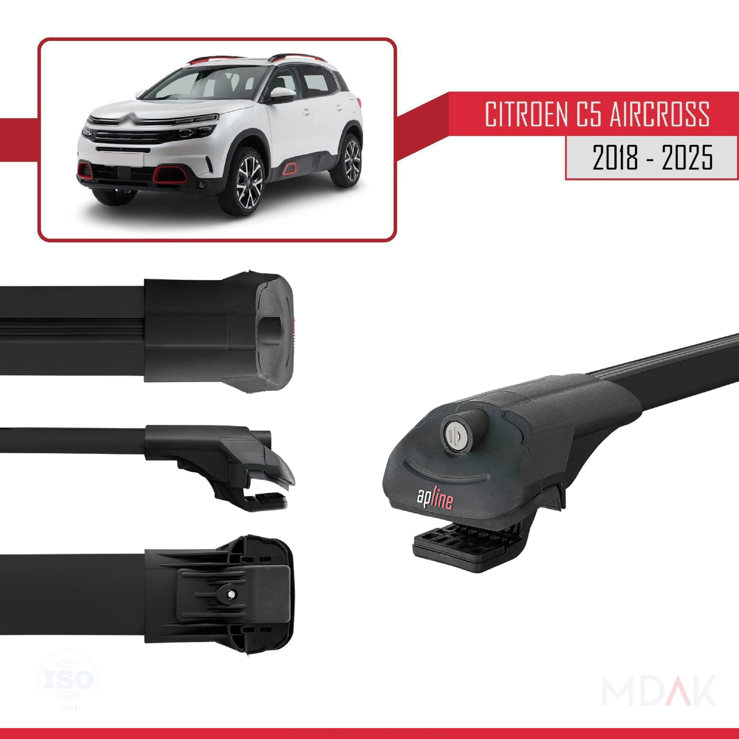 Citroen C5 Aircross 2018 ve Sonrası ile Uyumlu ACE-1 Ara Atkı Tavan Barı Siyah 2 Adet - Görsel 3