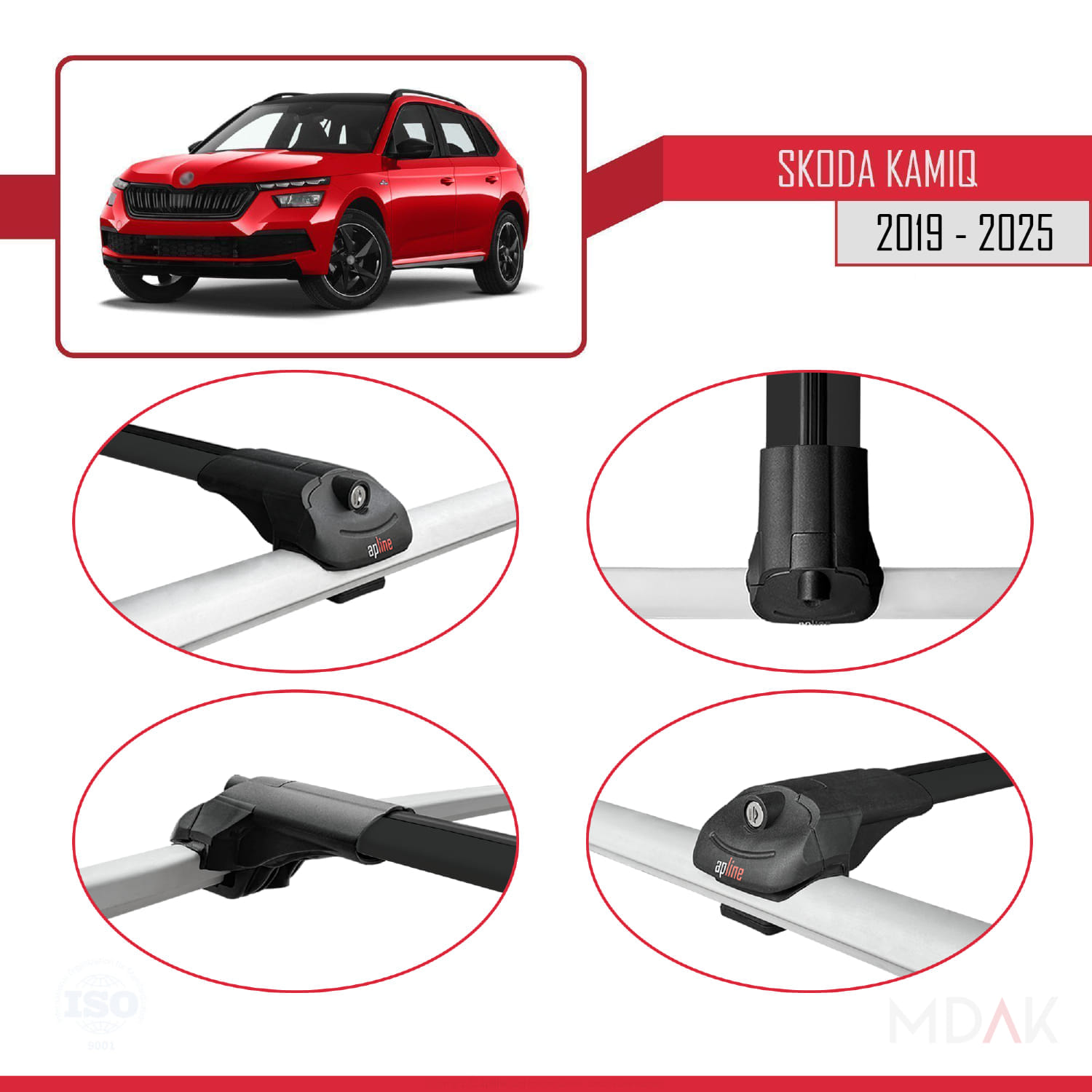 Skoda Kamiq 2019 ve Sonrası ile Uyumlu ACE-1 Ara Atkı Tavan Barı Siyah 2 Adet - Görsel 4