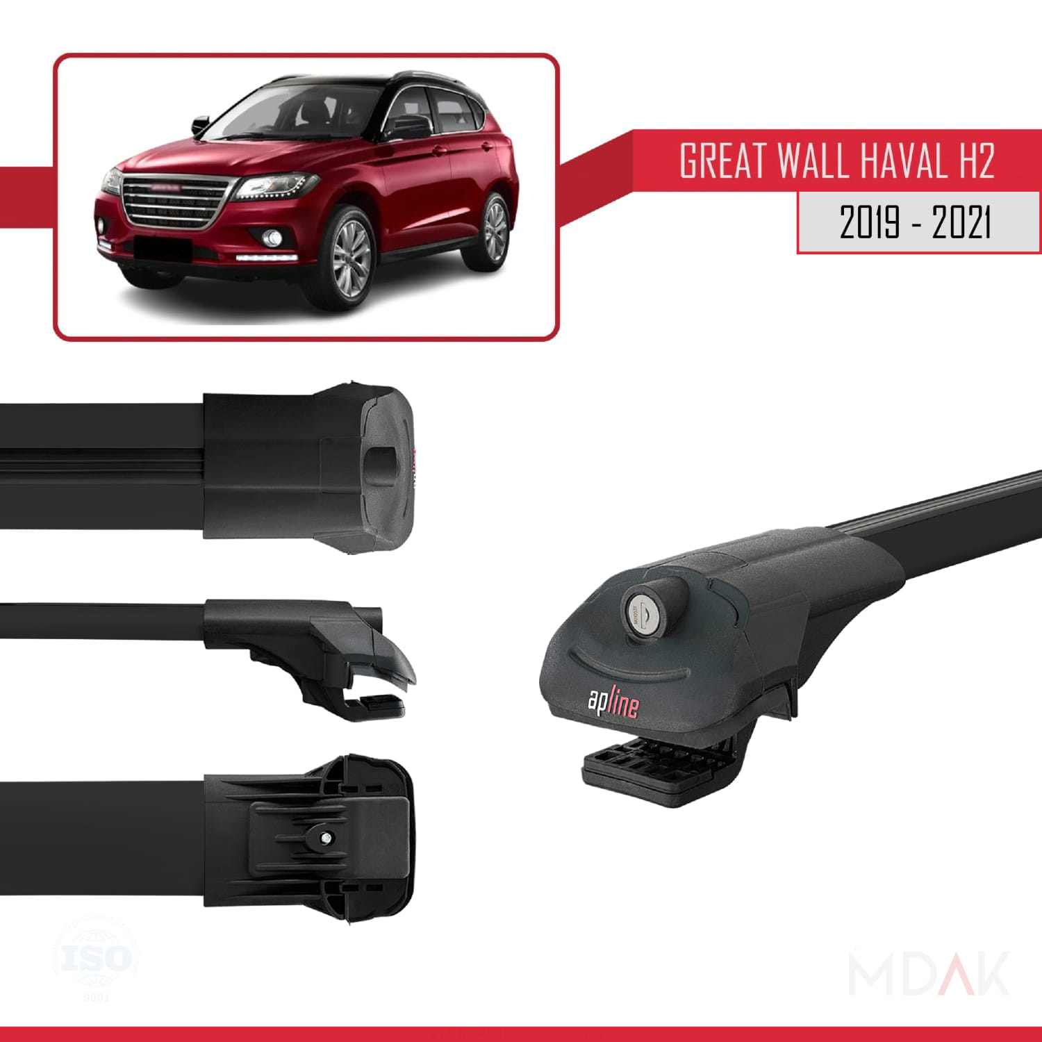 Great Wall Haval H2 2019-2021 Arası ile Uyumlu ACE-1 Ara Atkı Tavan Barı Siyah 3 Adet - Görsel 3