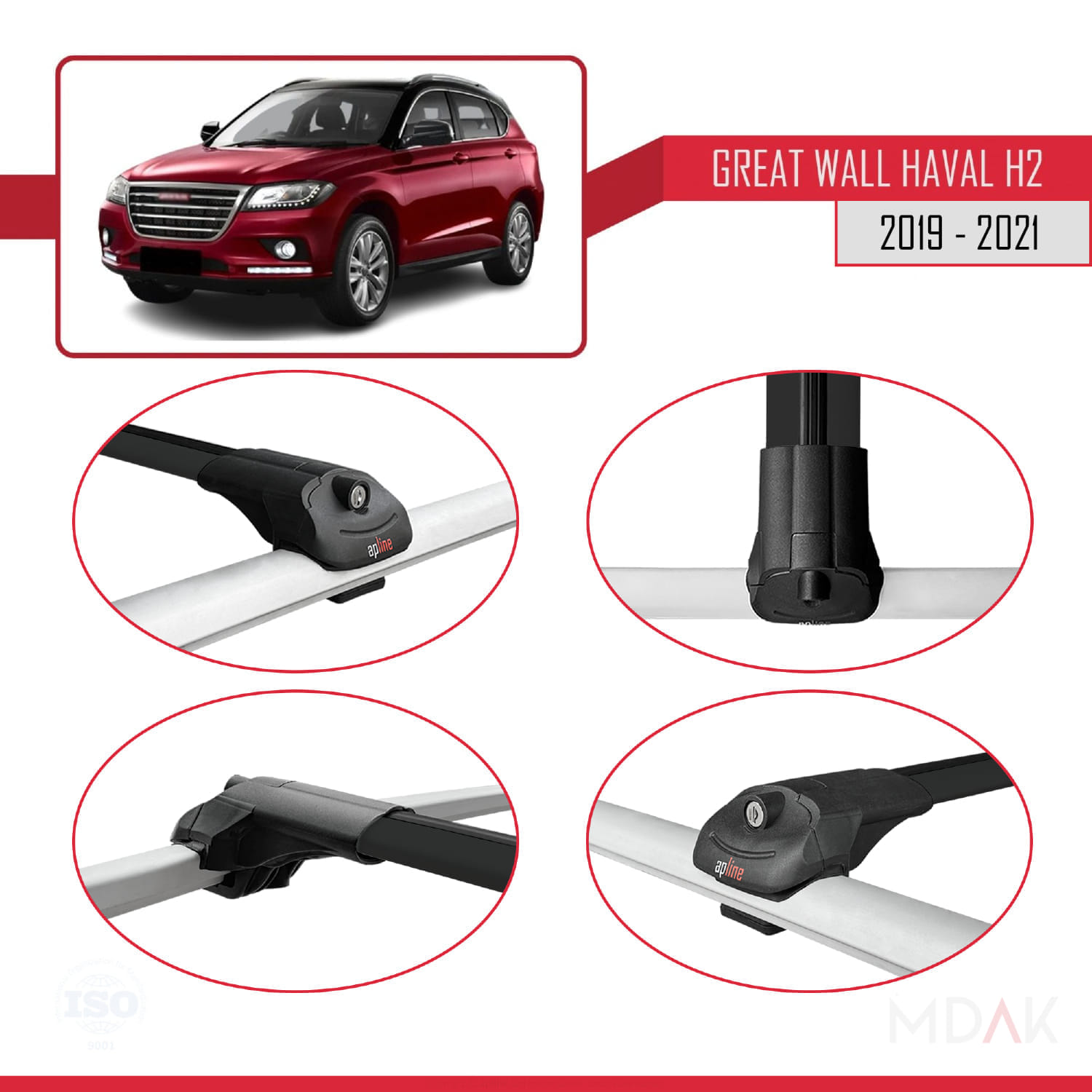 Great Wall Haval H2 2019-2021 Arası ile Uyumlu ACE-1 Ara Atkı Tavan Barı Siyah 3 Adet - Görsel 4