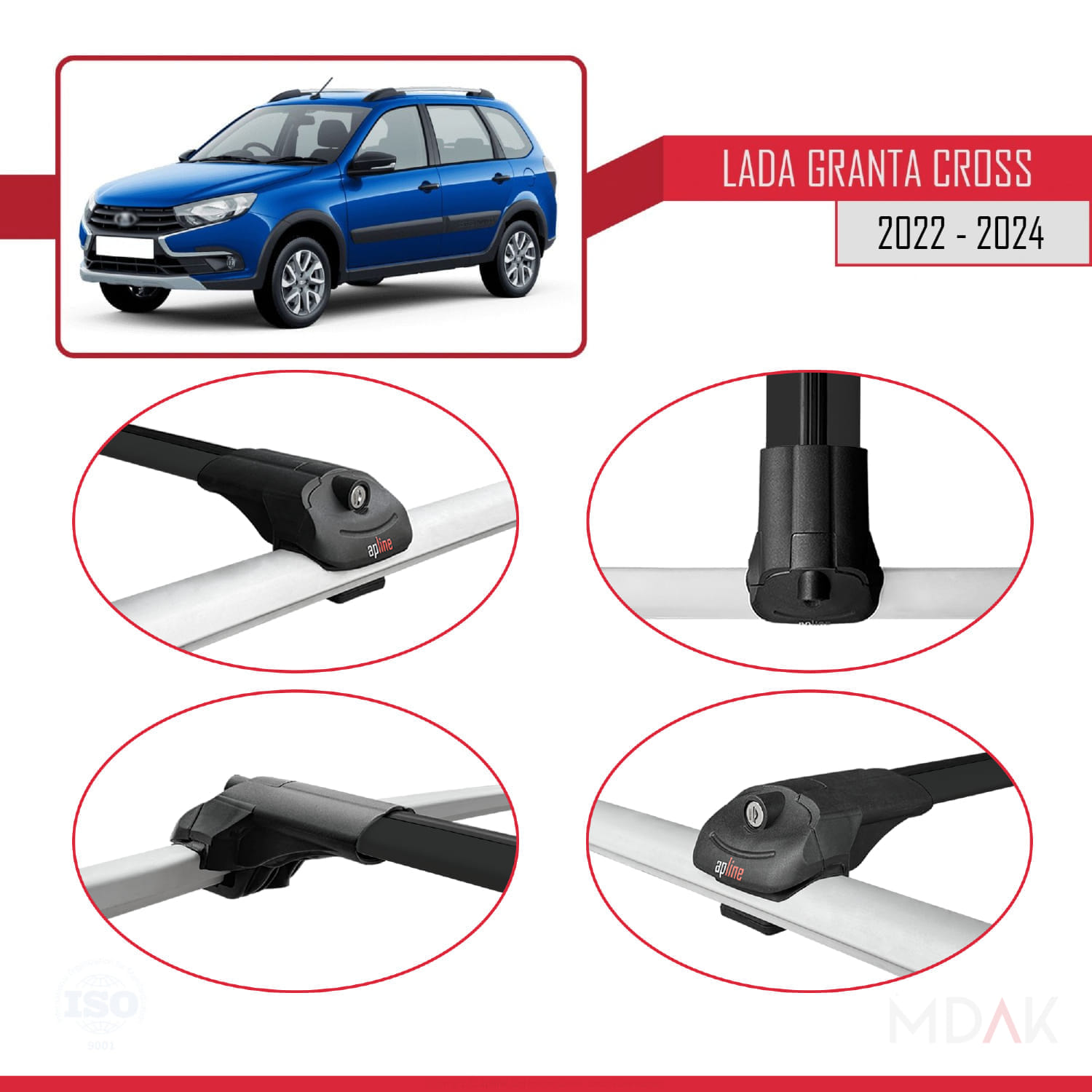 Lada Granta Cross 2022 ve Sonrası ile Uyumlu ACE-1 Ara Atkı Tavan Barı Siyah 3 Adet - Görsel 4