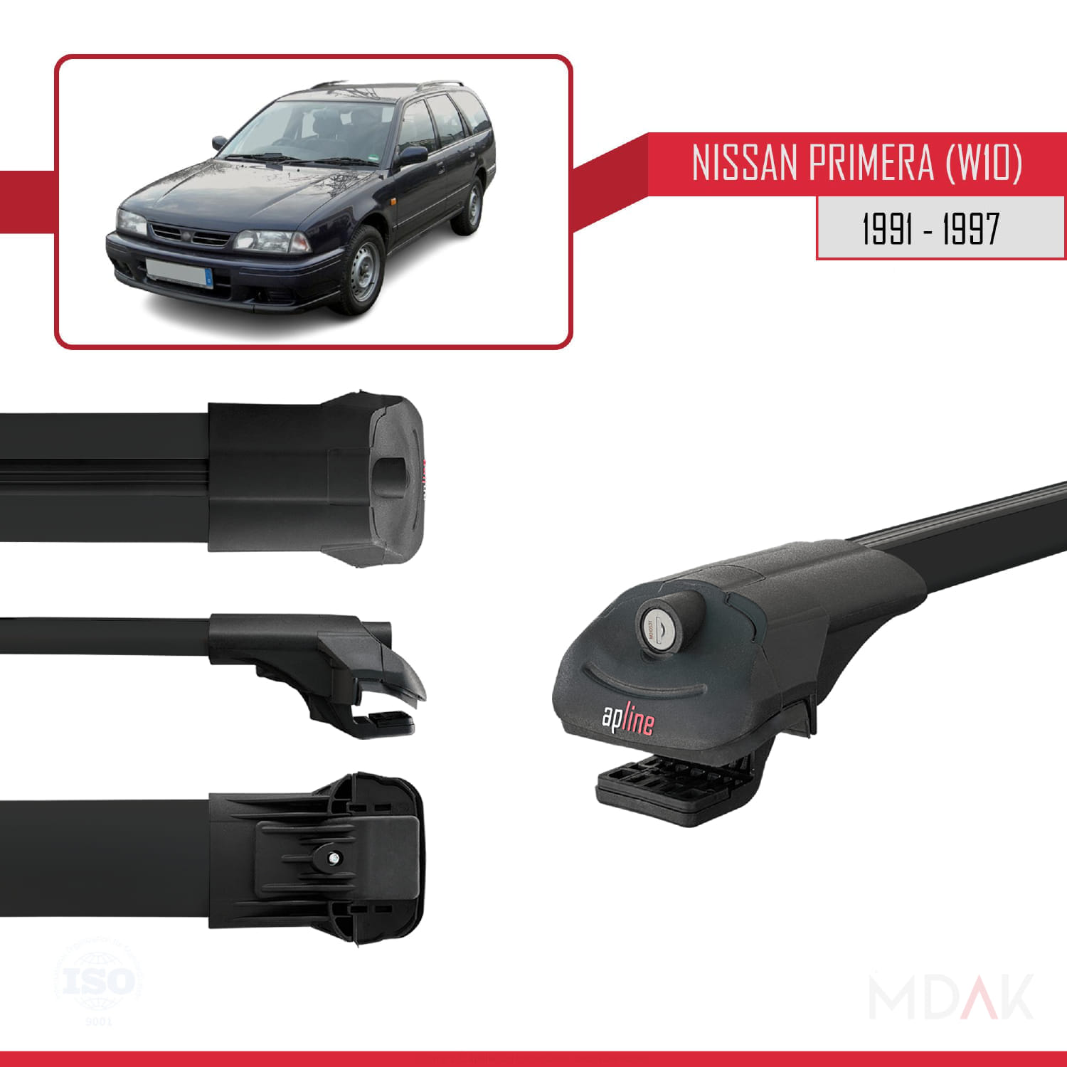 Nissan Primera (W10) Traveller 1991-1997 Arası ile Uyumlu ACE-1 Ara Atkı Tavan Barı Siyah 3 Adet - Görsel 3