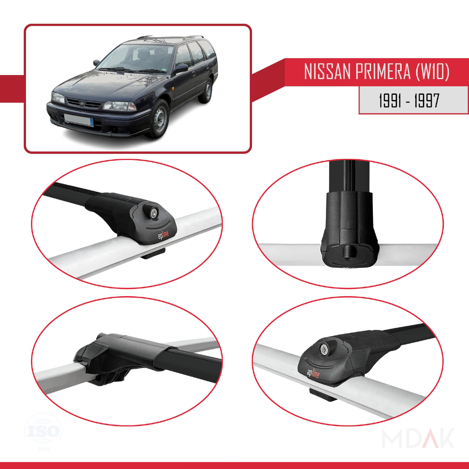 Nissan Primera (W10) Traveller 1991-1997 Arası ile Uyumlu ACE-1 Ara Atkı Tavan Barı Siyah 3 Adet - Görsel 4