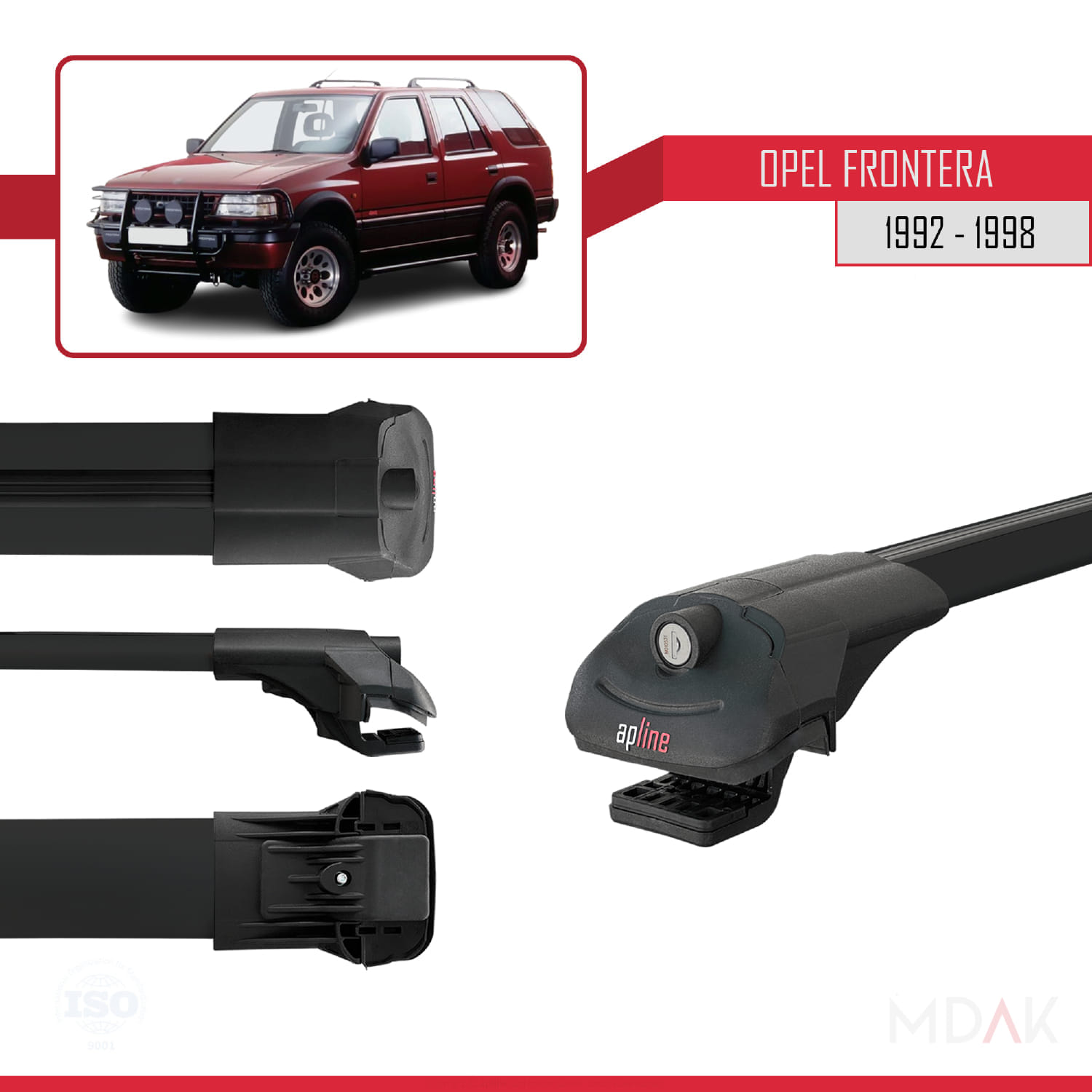 Opel Frontera 1992-1998 Arası ile Uyumlu ACE-1 Ara Atkı Tavan Barı Siyah 3 Adet - Görsel 3
