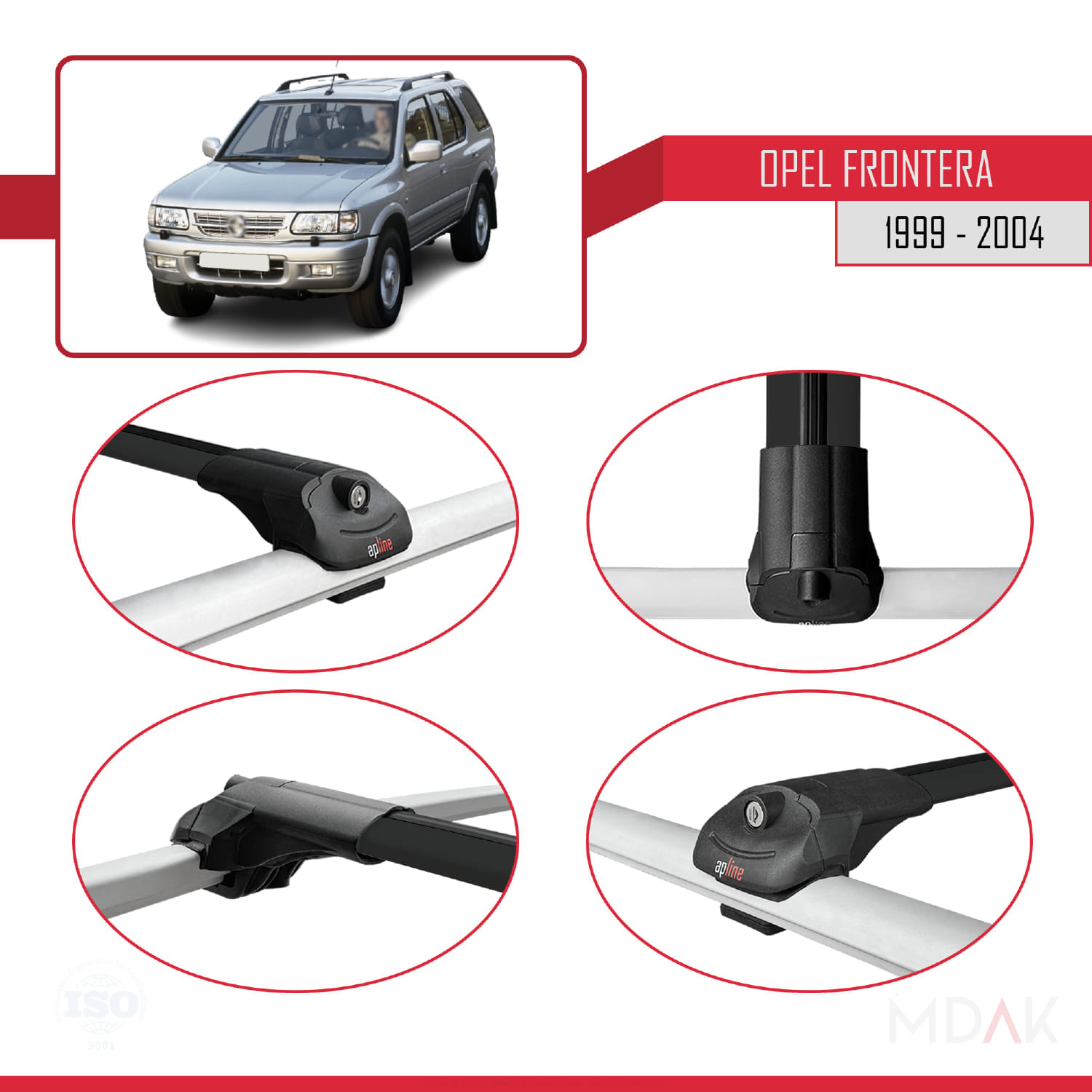 Opel Frontera 2 1999-2004 Arası ile Uyumlu ACE-1 Ara Atkı Tavan Barı Siyah 3 Adet - Görsel 4