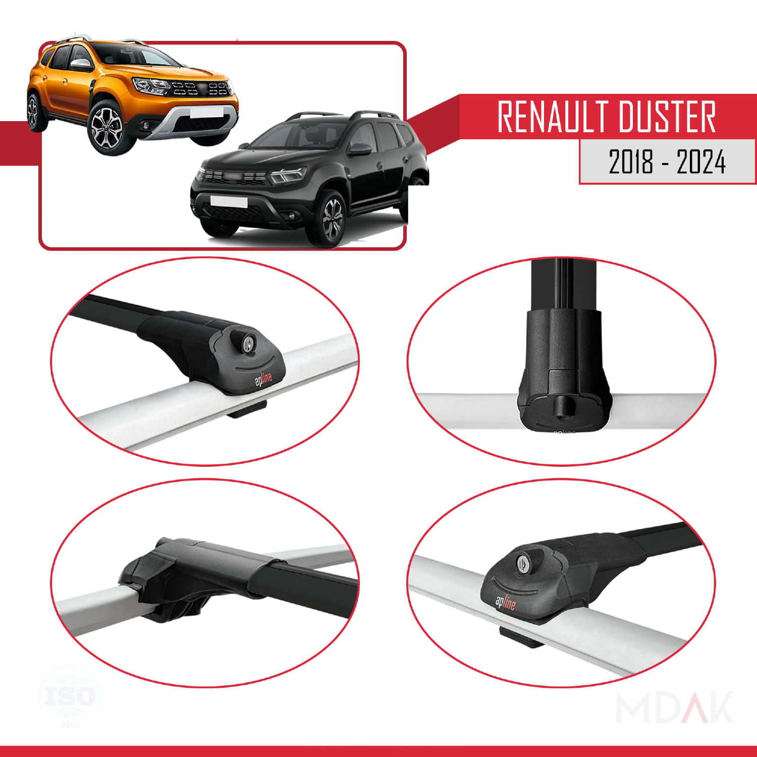 Renault Duster 2 (HM) 2018 ve Sonrası ile Uyumlu ACE-1 Ara Atkı Tavan Barı Siyah 3 Adet - Görsel 4
