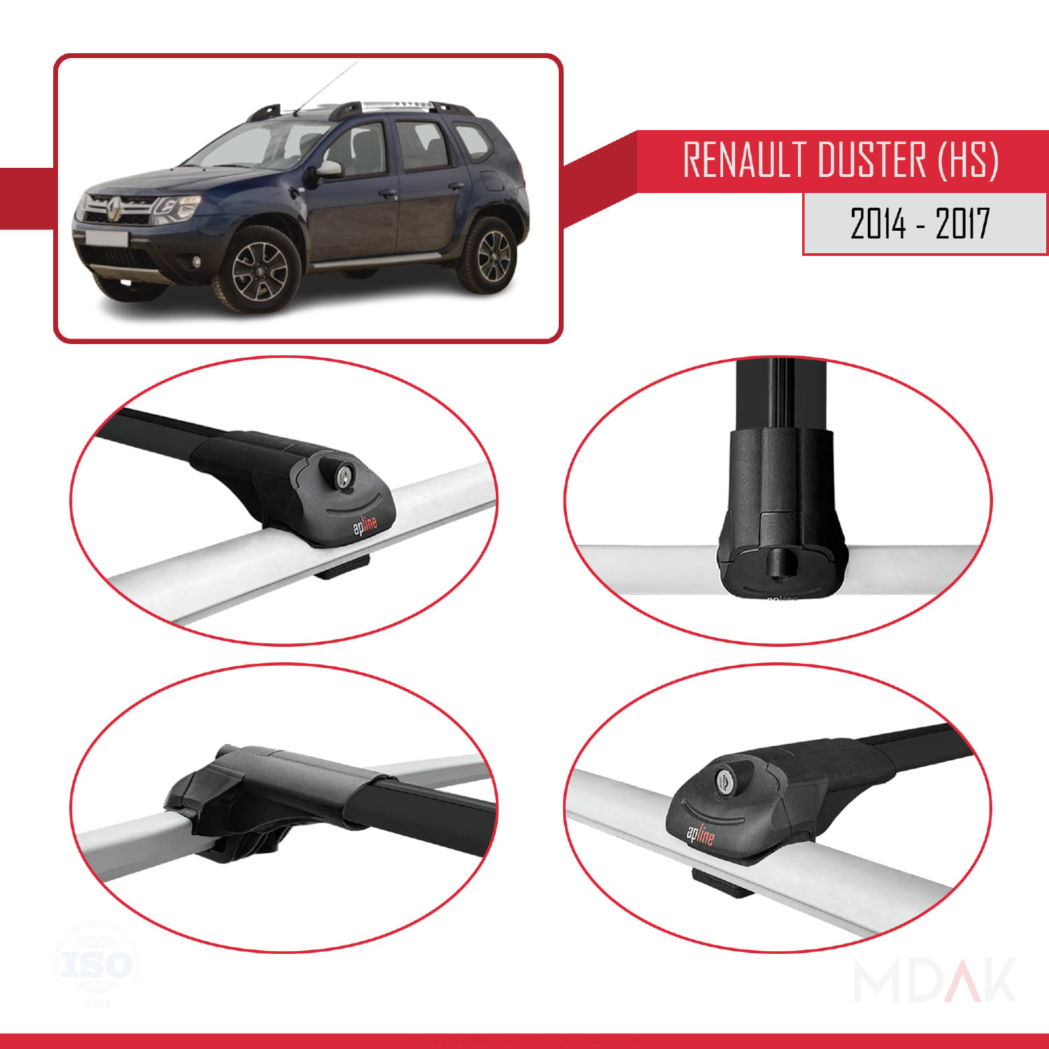 Renault Duster (HS) Post-Facelift 2014-2017 Arası ile Uyumlu ACE-1 Ara Atkı Tavan Barı Siyah 3 Adet - Görsel 4