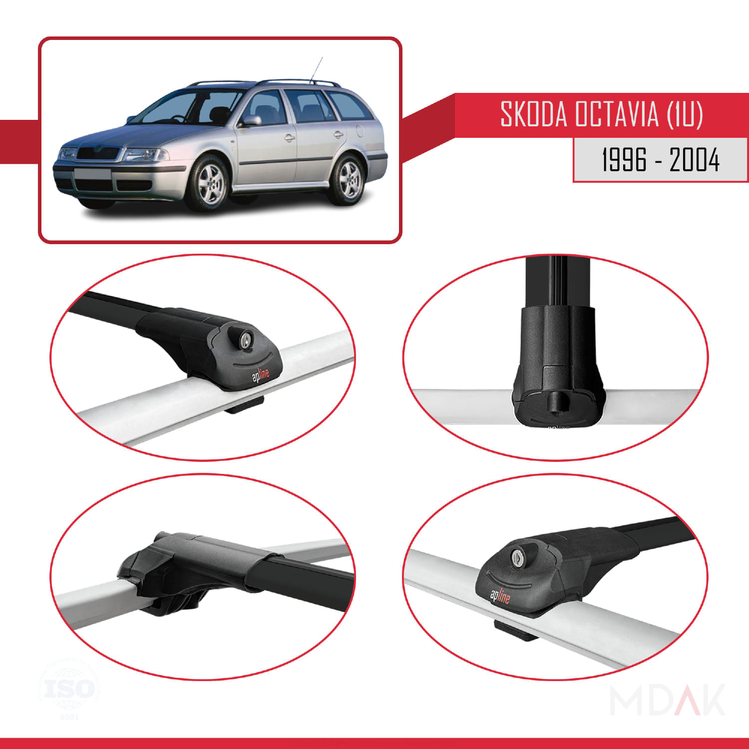 Skoda Octavia (1U) 1996-2004 Arası ile Uyumlu ACE-1 Ara Atkı Tavan Barı Siyah 3 Adet - Görsel 4