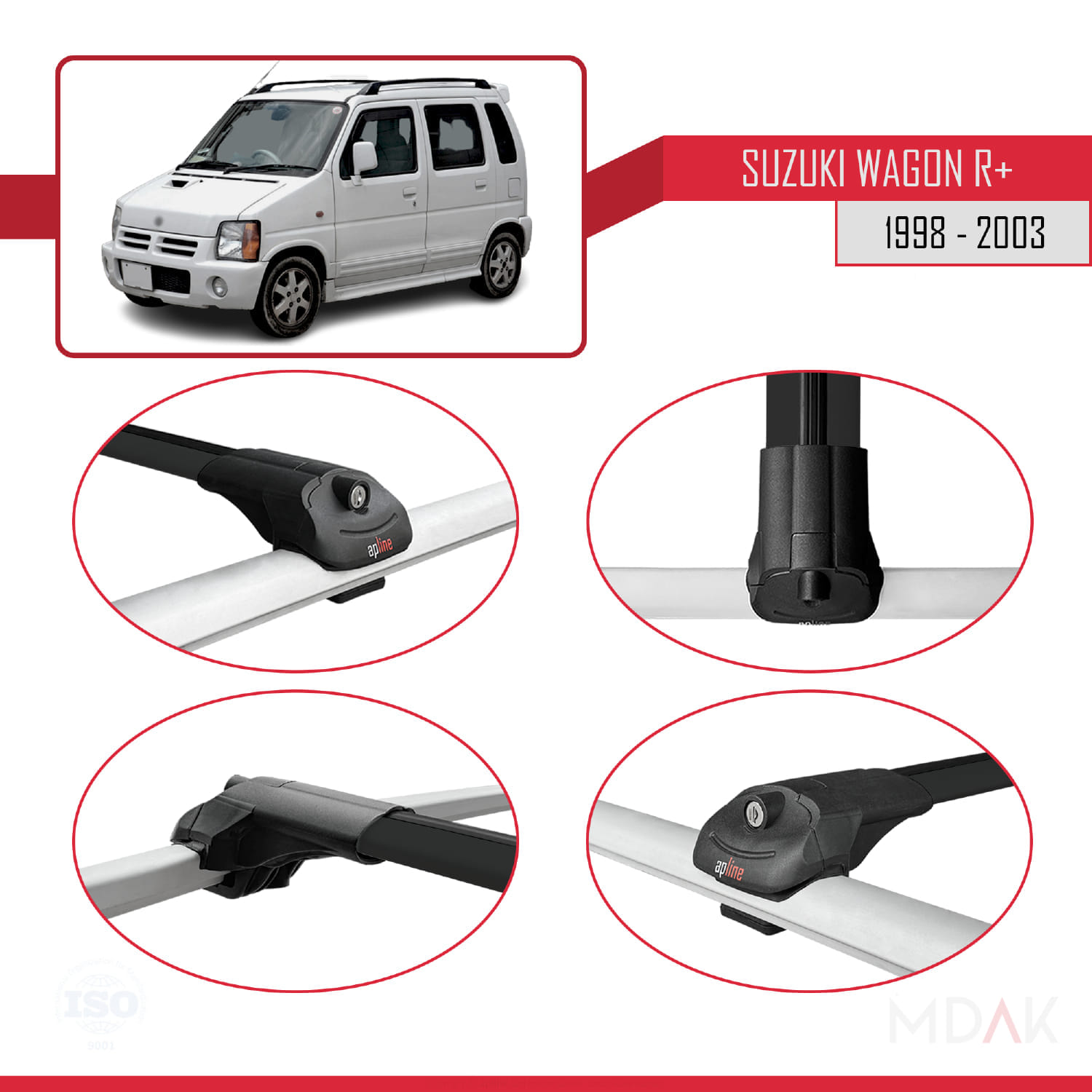 Suzuki Wagon R+ 1998-2003 Arası ile Uyumlu ACE-1 Ara Atkı Tavan Barı Siyah 3 Adet - Görsel 4