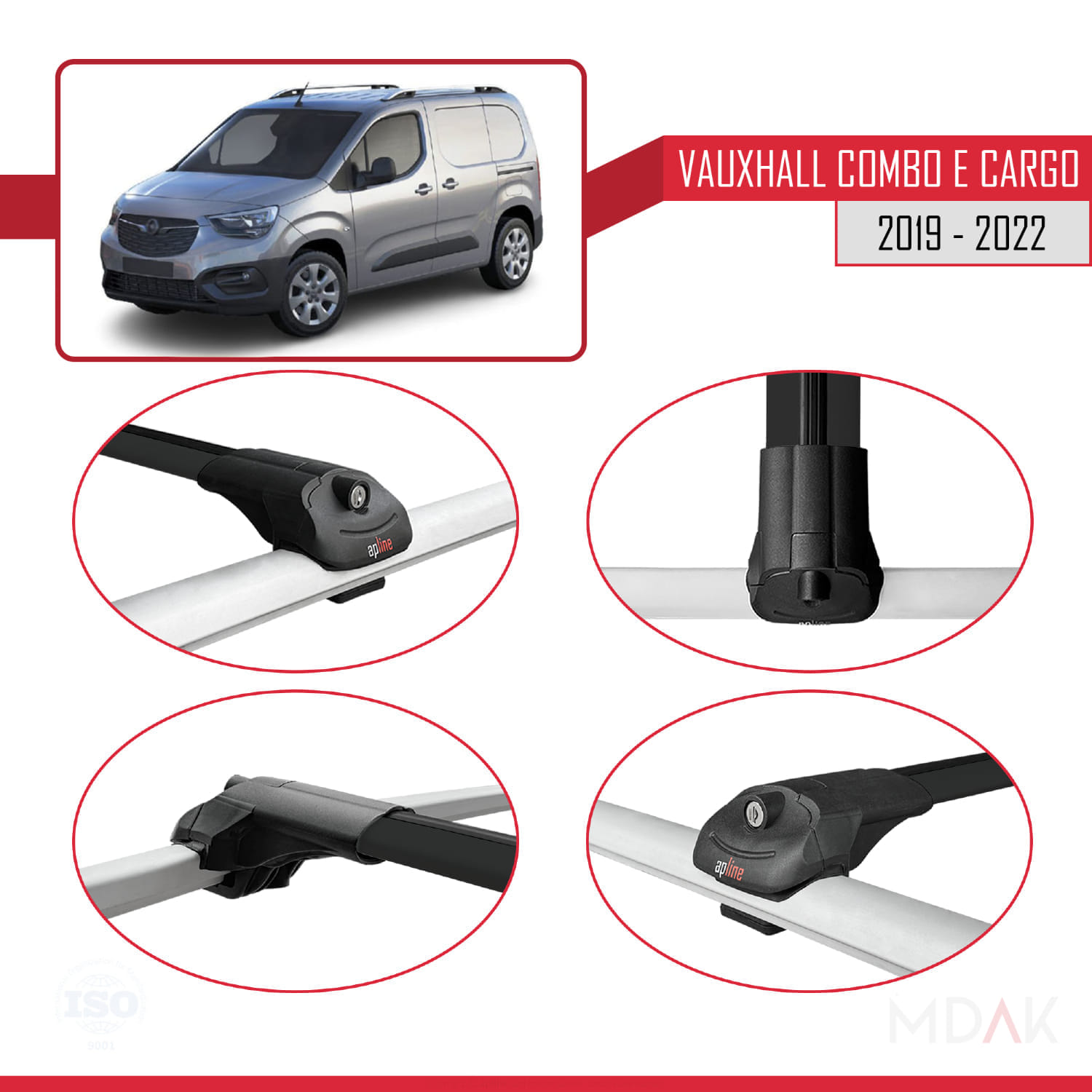 Vauxhall Combo E Cargo 2019-2022 Arası ile Uyumlu ACE-1 Ara Atkı Tavan Barı Siyah 3 Adet - Görsel 4