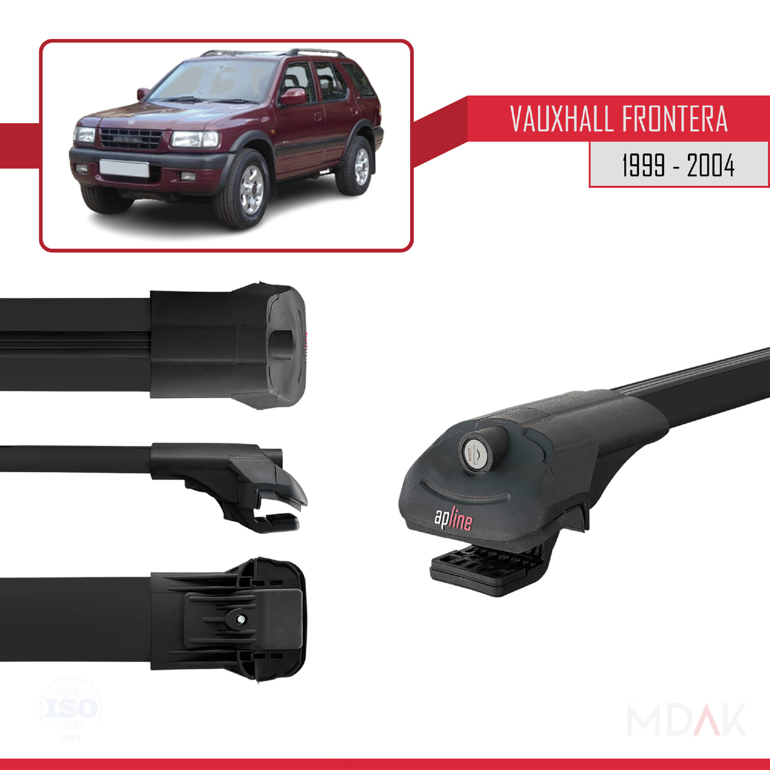 Vauxhall Frontera 2 1999-2004 Arası ile Uyumlu ACE-1 Ara Atkı Tavan Barı Siyah 3 Adet - Görsel 3