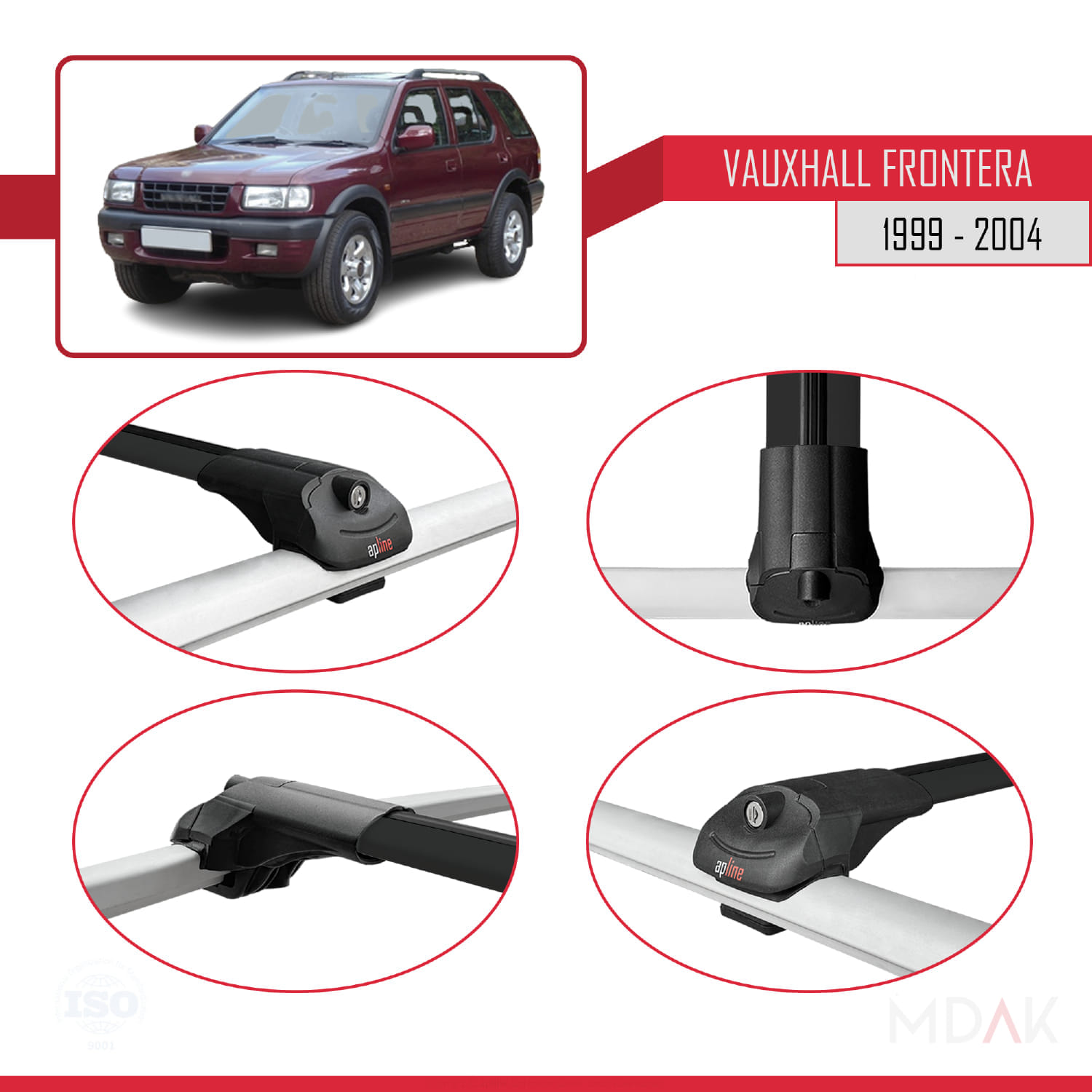 Vauxhall Frontera 2 1999-2004 Arası ile Uyumlu ACE-1 Ara Atkı Tavan Barı Siyah 2 Adet - Görsel 4