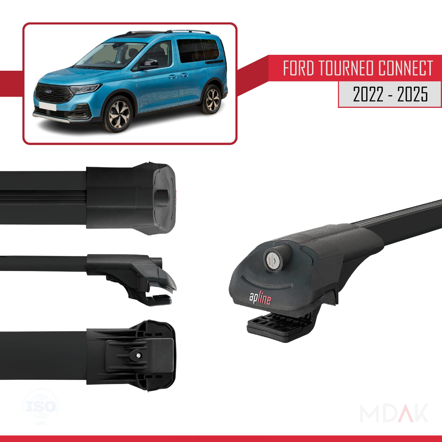 Ford Transit/Tourneo Connect 3 2022 ve Sonrası ile Uyumlu ACE-1 Ara Atkı Tavan Barı Siyah 3 Adet - Görsel 3