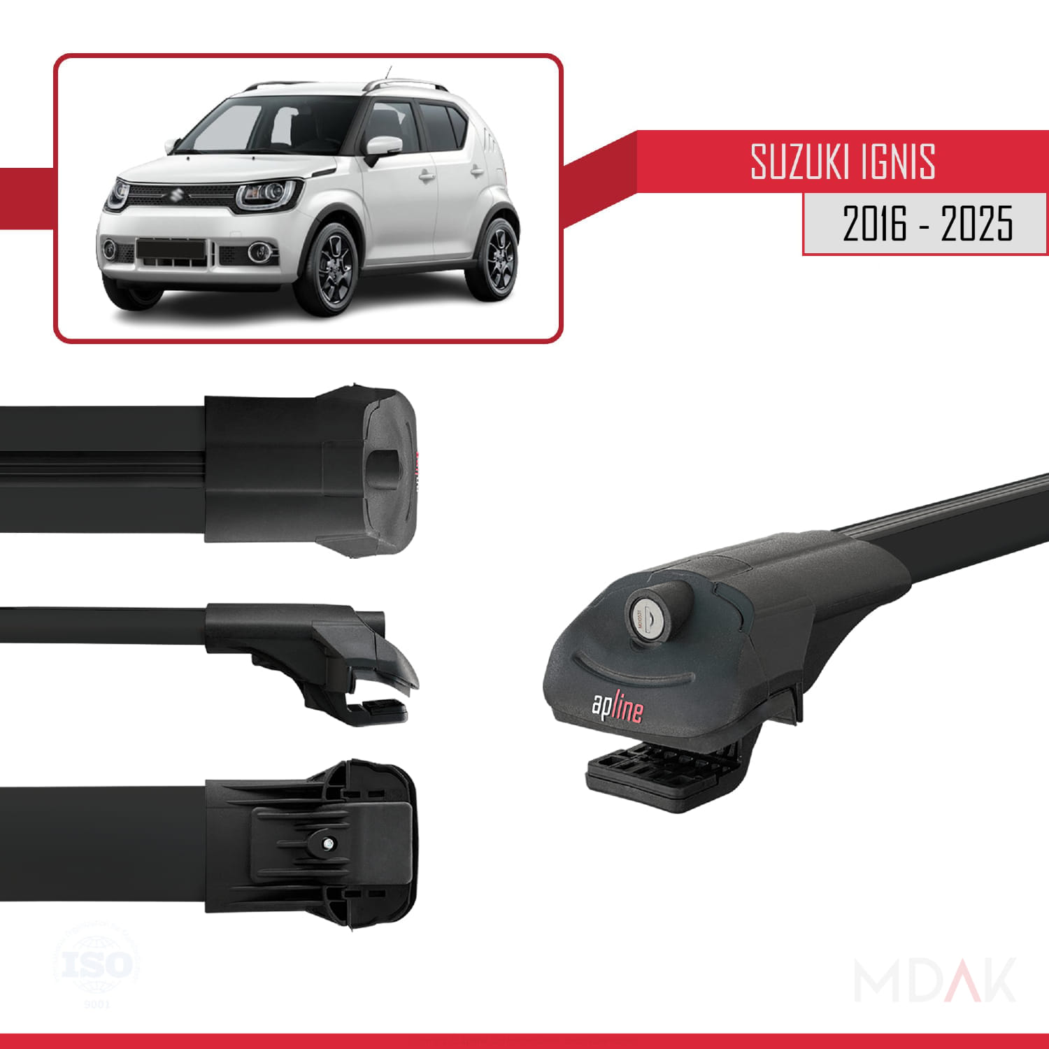 Suzuki Ignis 2016 ve Sonrası ile Uyumlu ACE-1 Ara Atkı Tavan Barı Siyah 3 Adet - Görsel 3