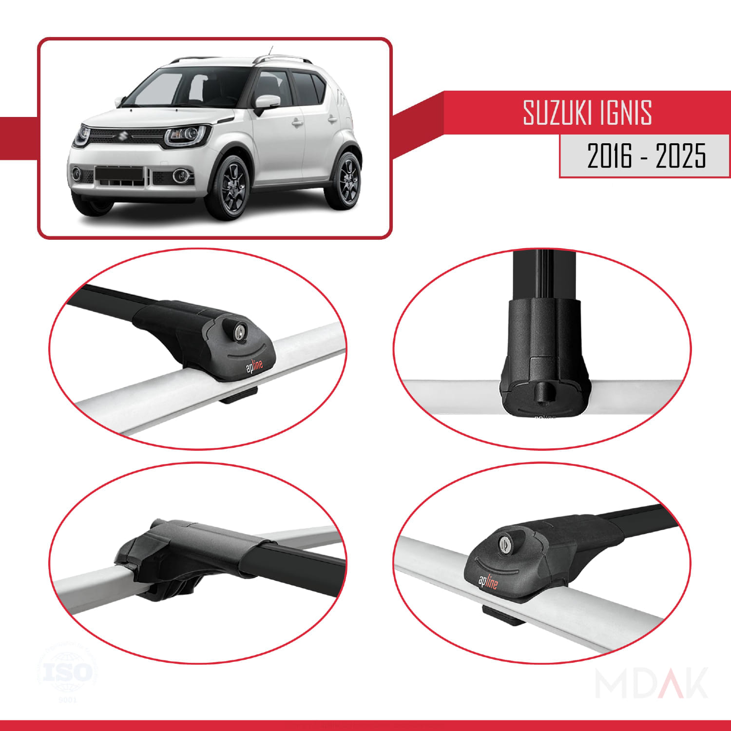 Suzuki Ignis 2016 ve Sonrası ile Uyumlu ACE-1 Ara Atkı Tavan Barı Siyah 3 Adet - Görsel 4