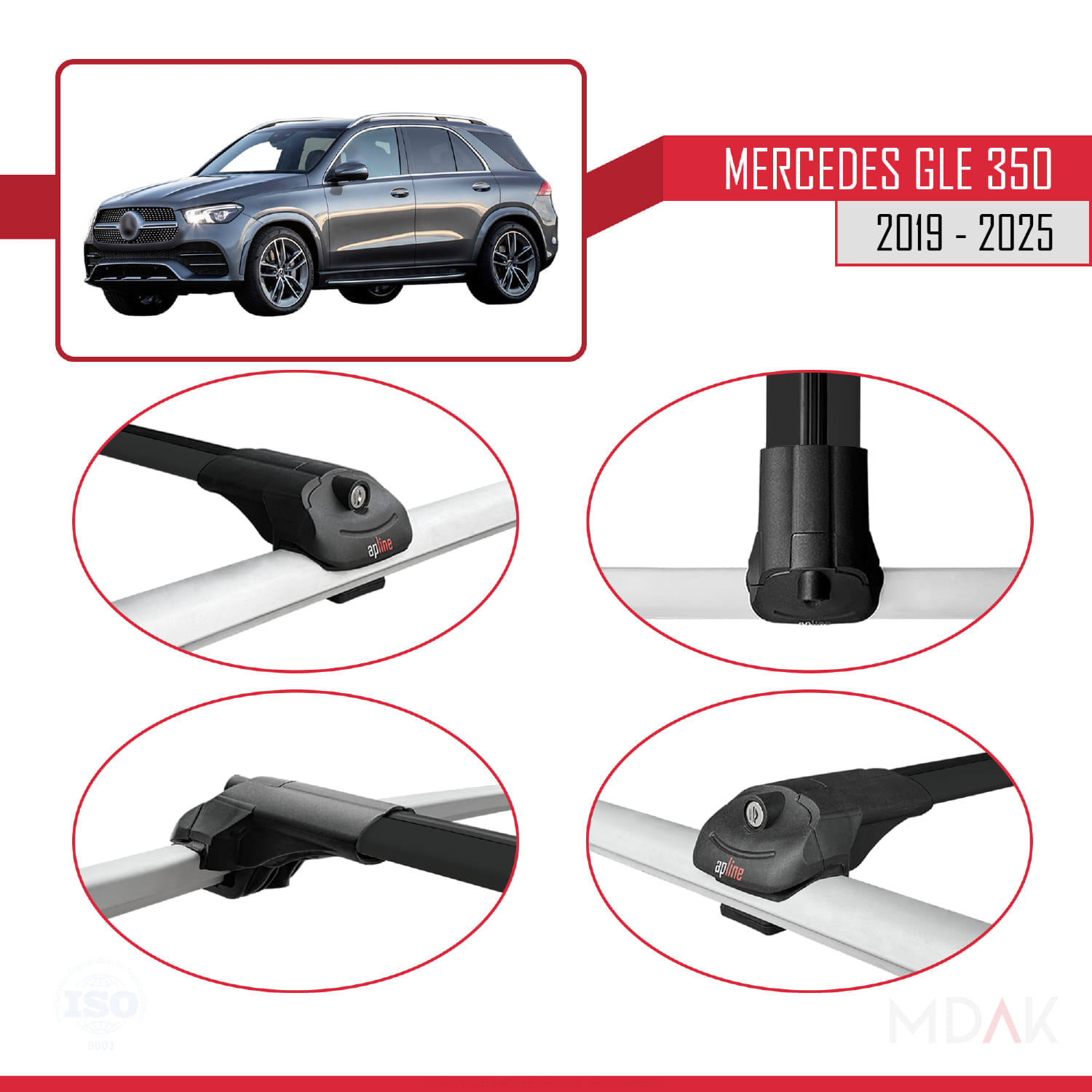 Mercedes GLE Class 4 (V167) 2018 ve Sonrası ile Uyumlu ACE-1 Ara Atkı Tavan Barı Siyah 2 Adet - Görsel 4