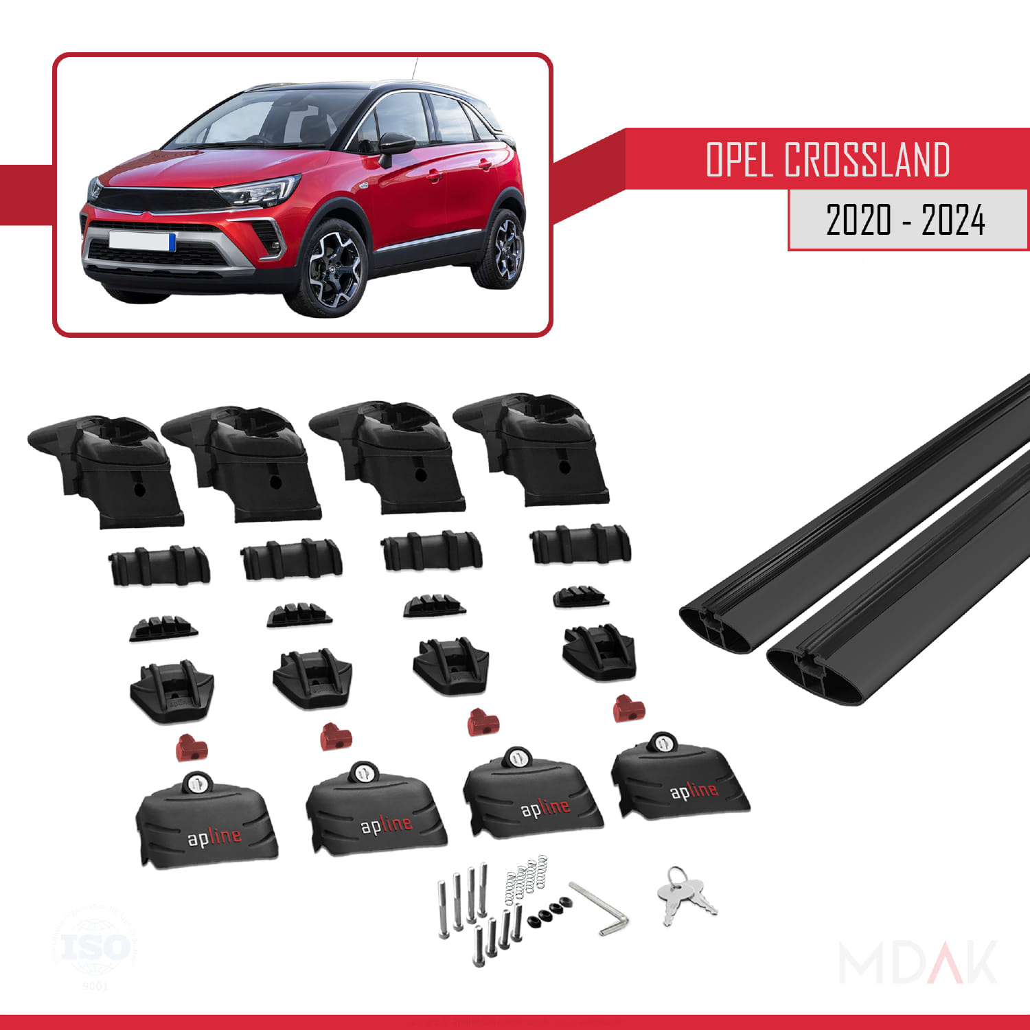 Opel Crossland 2020-2024 Arası ile Uyumlu ACE-2 Ara Atkı Tavan Barı Siyah 2 Adet - Görsel 5