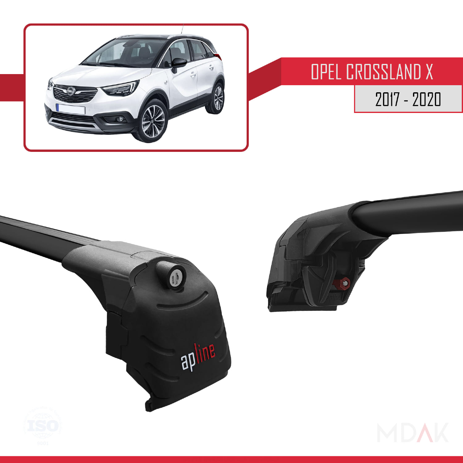 Opel Crossland X 2017-2020 Arası ile Uyumlu ACE-2 Ara Atkı Tavan Barı Siyah 2 Adet - Görsel 3