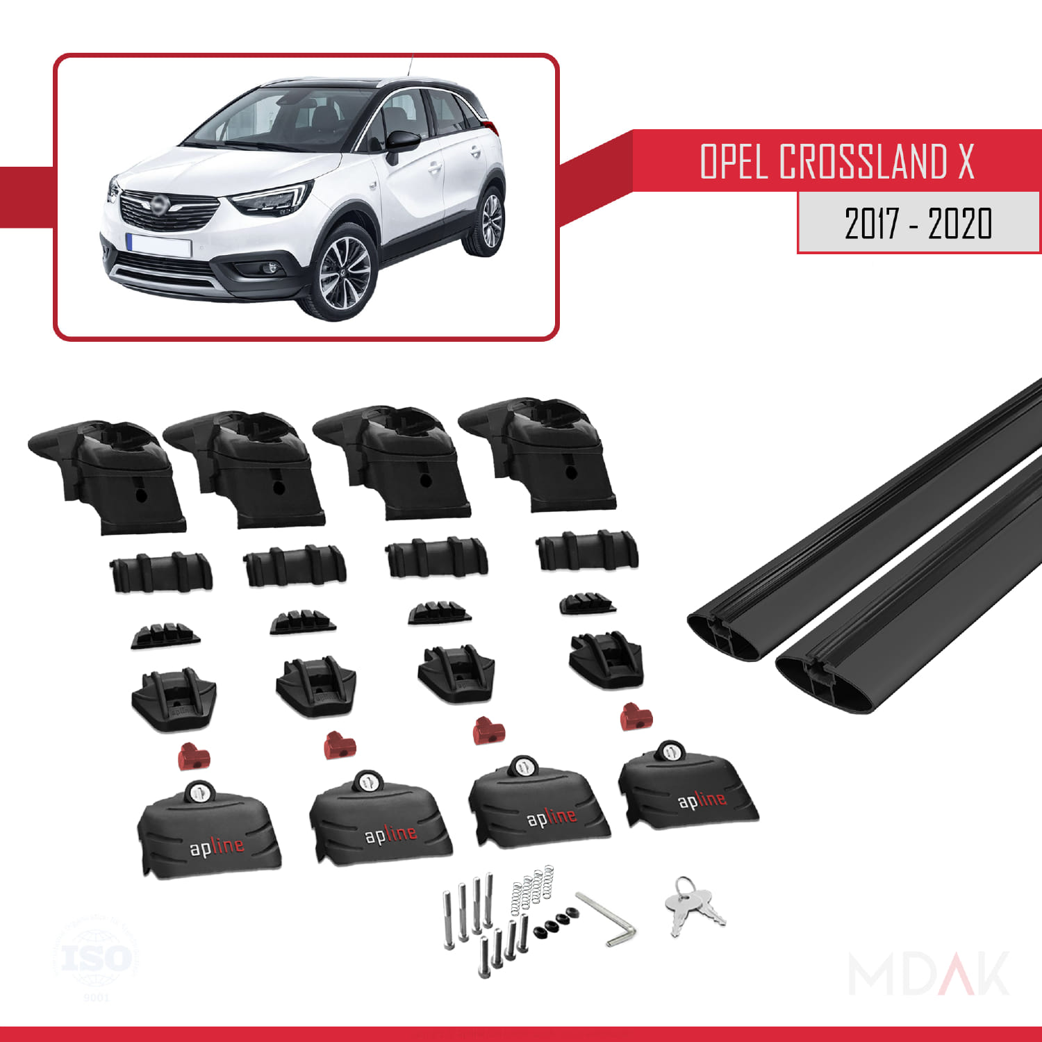 Opel Crossland X 2017-2020 Arası ile Uyumlu ACE-2 Ara Atkı Tavan Barı Siyah 2 Adet - Görsel 5