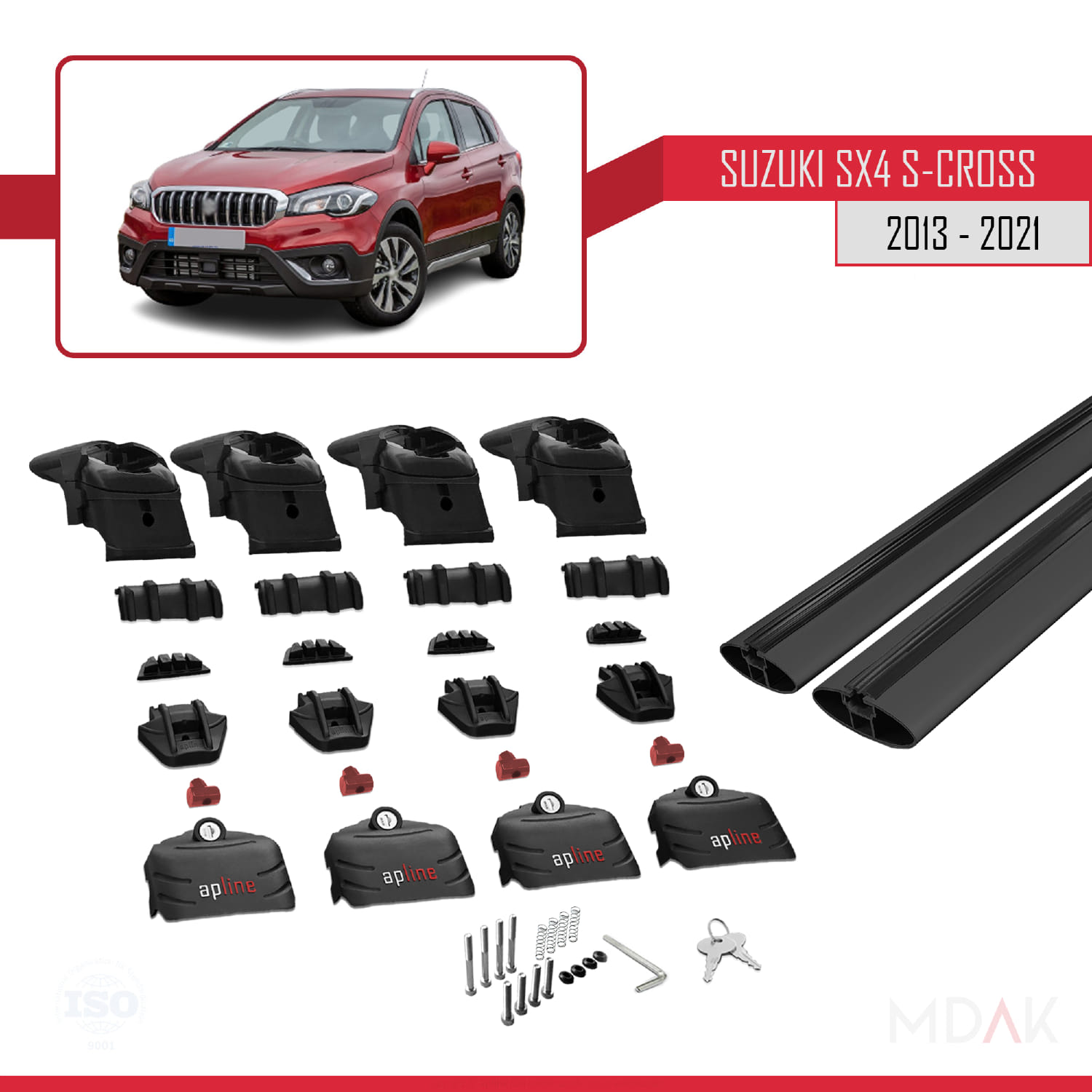 Suzuki SX4 S-Cross 3 (JYB) 2013-2021 Arası ile Uyumlu ACE-2 Ara Atkı Tavan Barı Siyah 2 Adet - Görsel 5