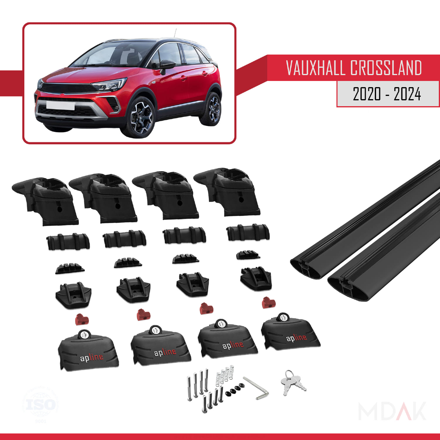 Vauxhall Crossland 2020-2024 Arası ile Uyumlu ACE-2 Ara Atkı Tavan Barı Siyah 2 Adet - Görsel 5