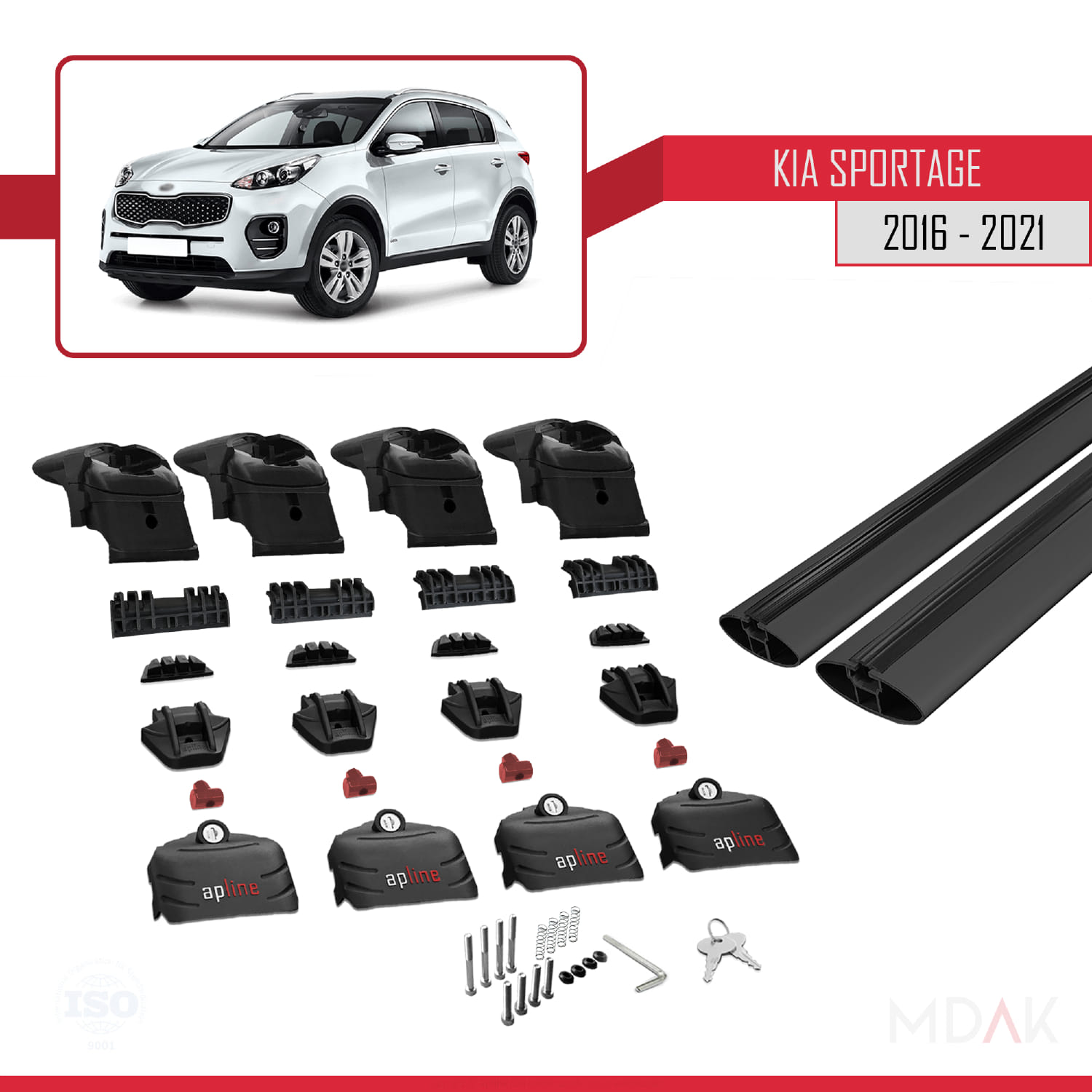 Kia Sportage 4 (QL) 2016-2021 Arası ile Uyumlu ACE-2 Ara Atkı Tavan Barı Siyah 2 Adet - Görsel 5