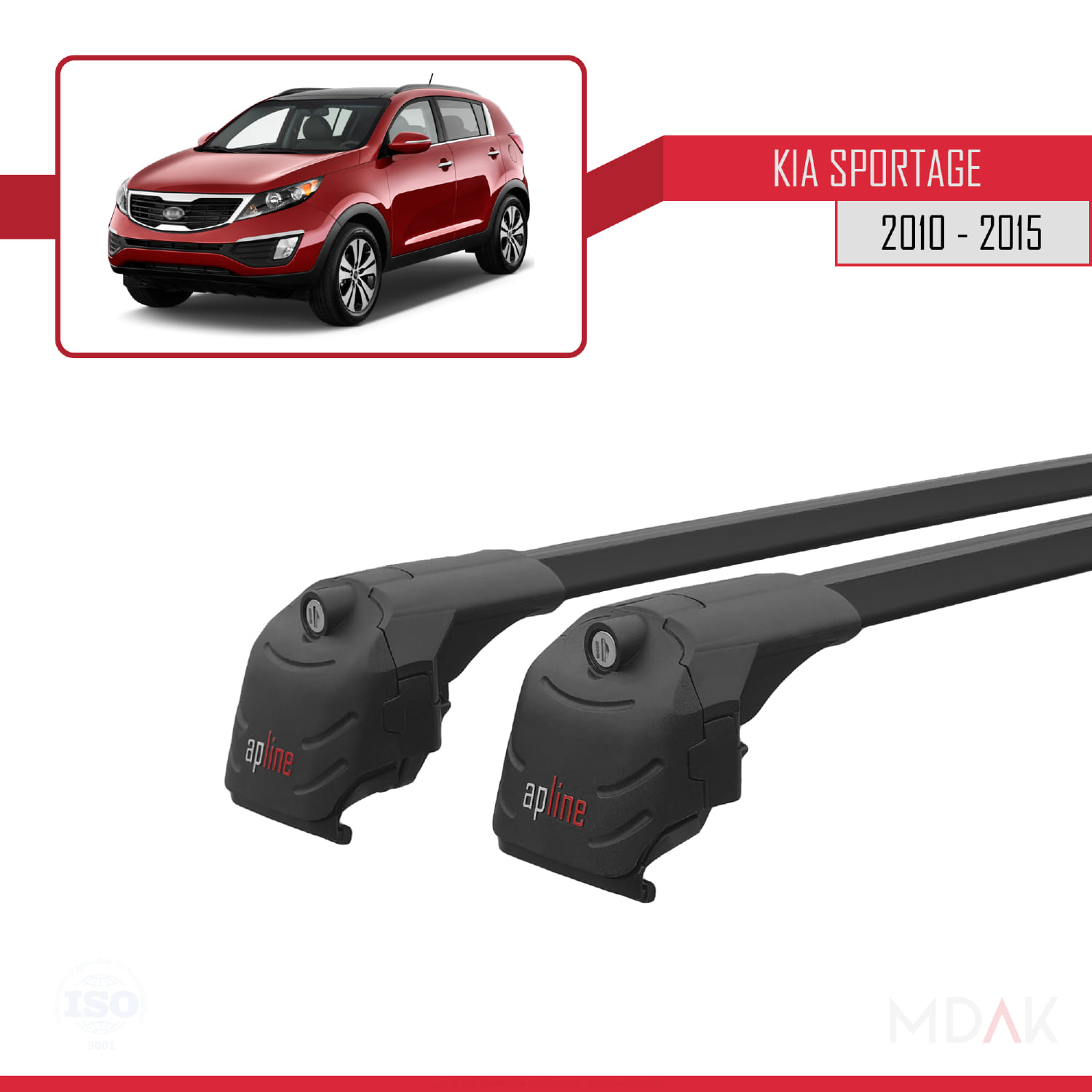 Kia Sportage 3 (SL) 2010-2015 Arası ile Uyumlu ACE-2 Ara Atkı Tavan Barı Siyah 2 Adet - Görsel 9