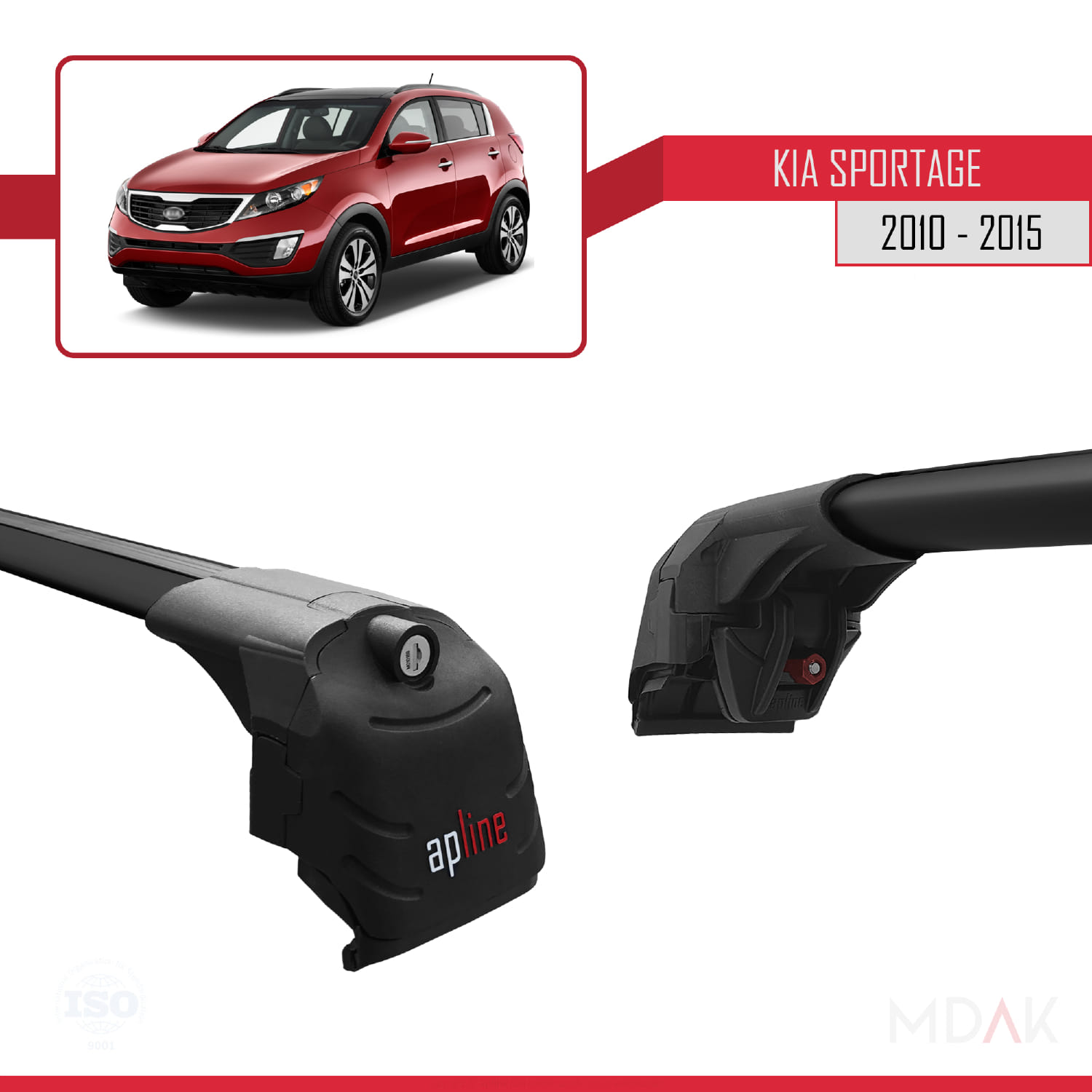 Kia Sportage 3 (SL) 2010-2015 Arası ile Uyumlu ACE-2 Ara Atkı Tavan Barı Siyah 2 Adet - Görsel 3