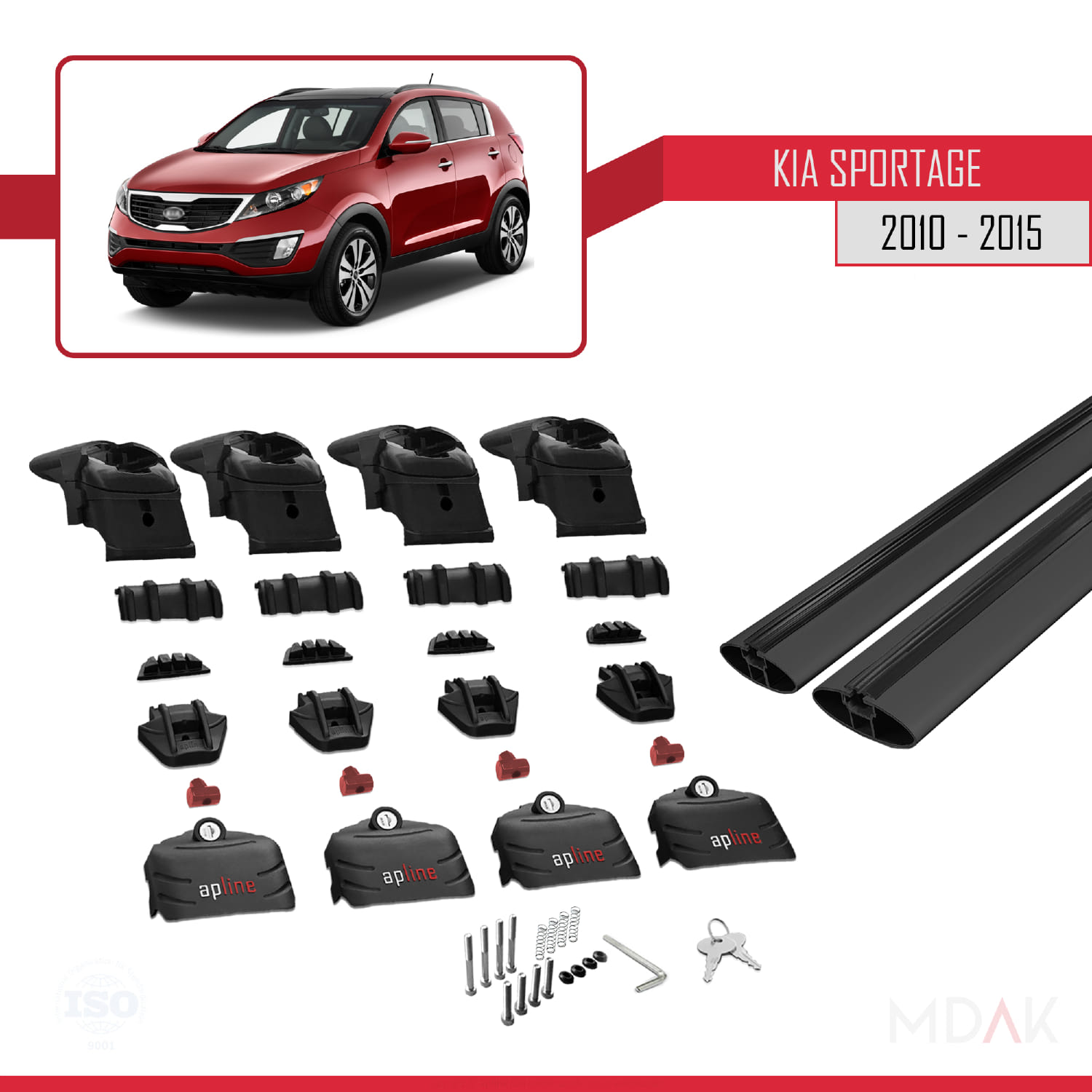 Kia Sportage 3 (SL) 2010-2015 Arası ile Uyumlu ACE-2 Ara Atkı Tavan Barı Siyah 2 Adet - Görsel 5