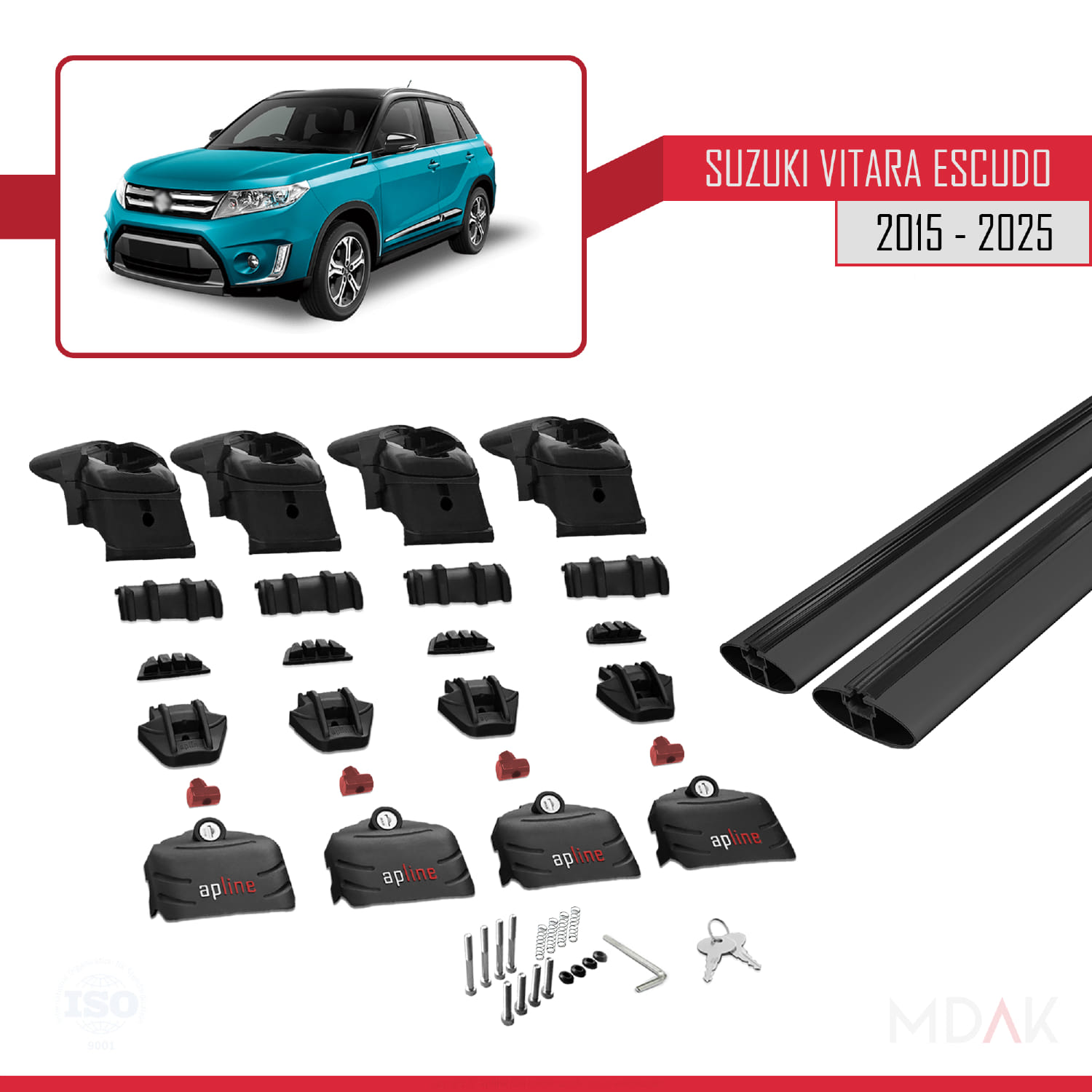Suzuki Vitara/Escudo (LY) 2015 ve Sonrası ile Uyumlu ACE-2 Ara Atkı Tavan Barı Siyah 2 Adet - Görsel 7