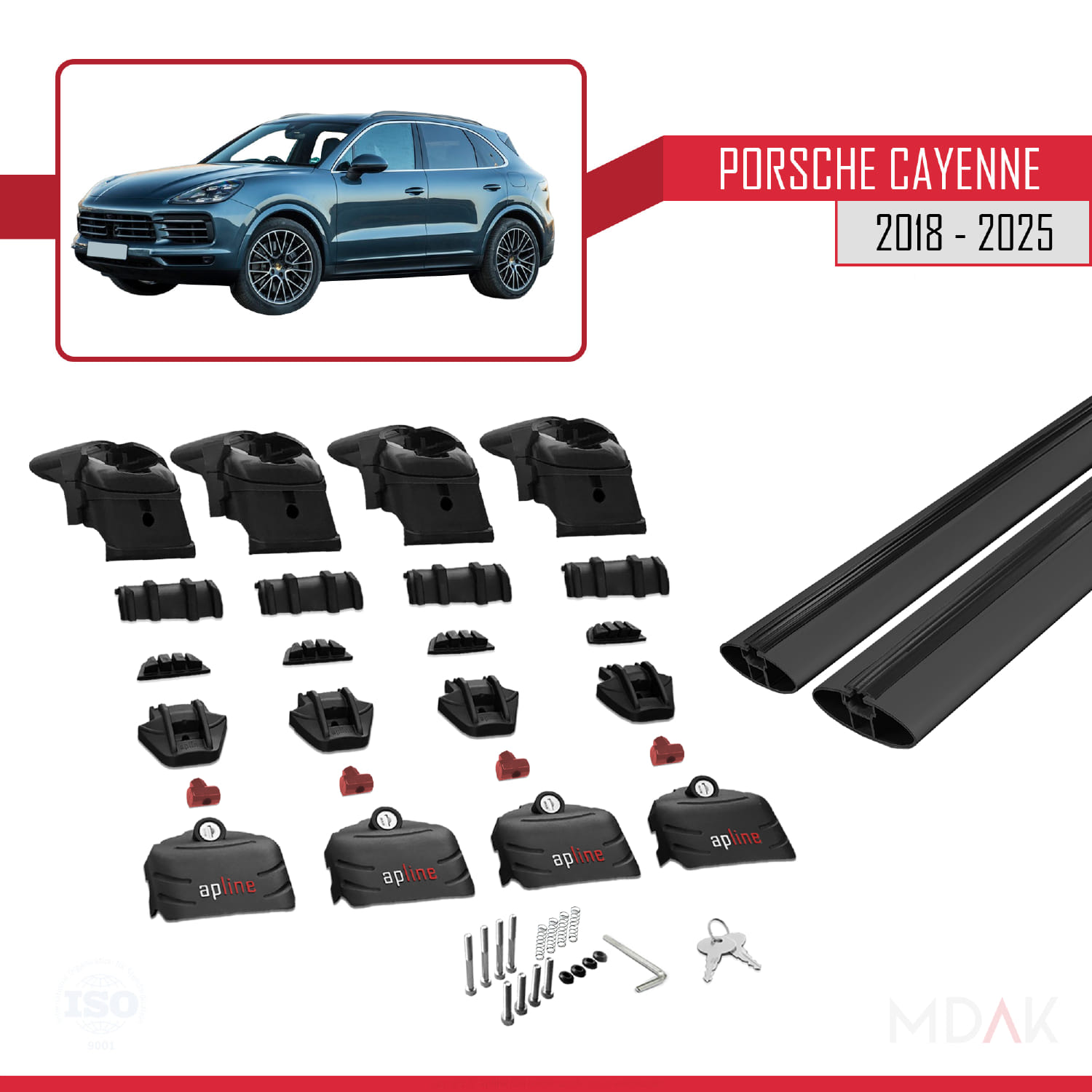 Porsche Cayenne 3 (9YA) 2018 ve Sonrası ile Uyumlu ACE-2 Ara Atkı Tavan Barı Siyah 2 Adet - Görsel 5