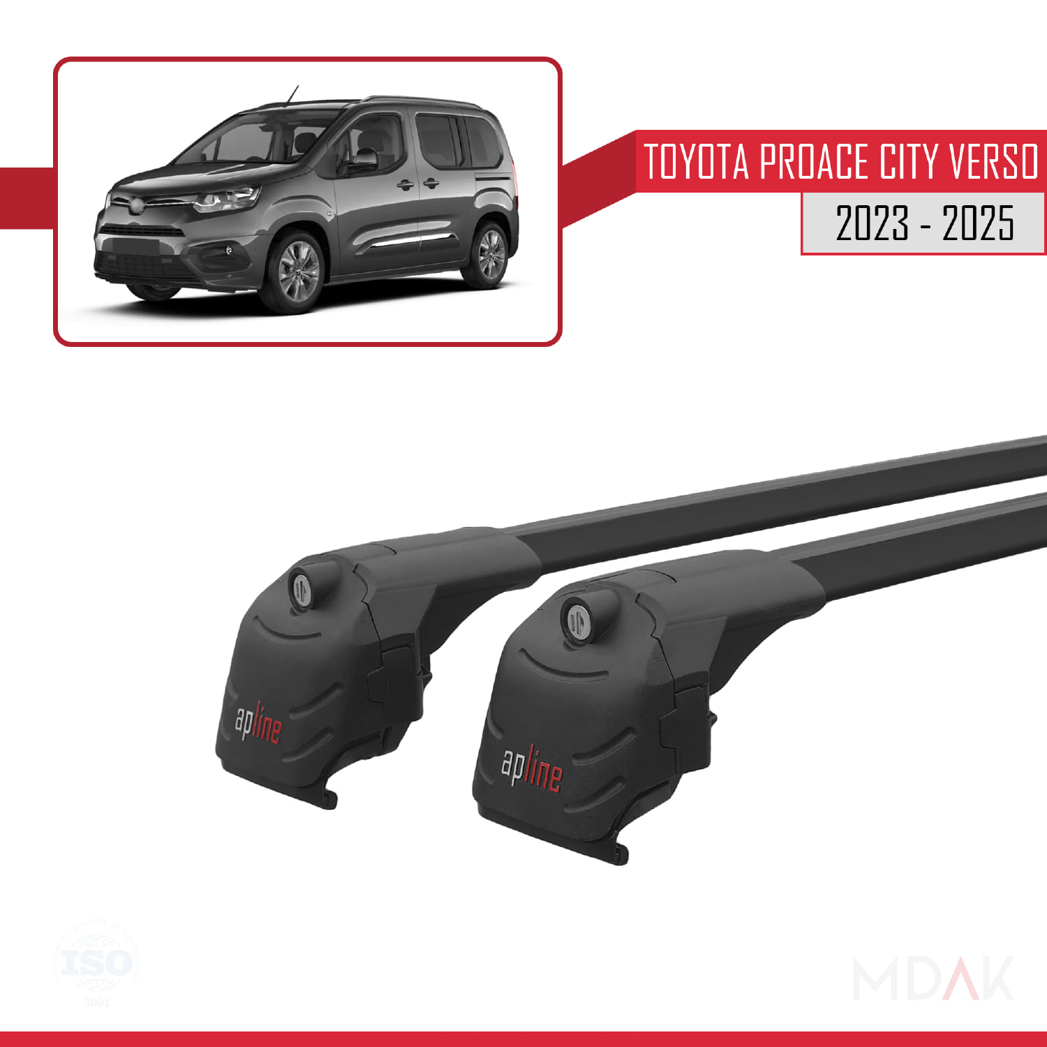 Toyota Proace City Verso 2023 ve Sonrası ile Uyumlu ACE-2 Ara Atkı Tavan Barı Siyah 2 Adet - Görsel 3