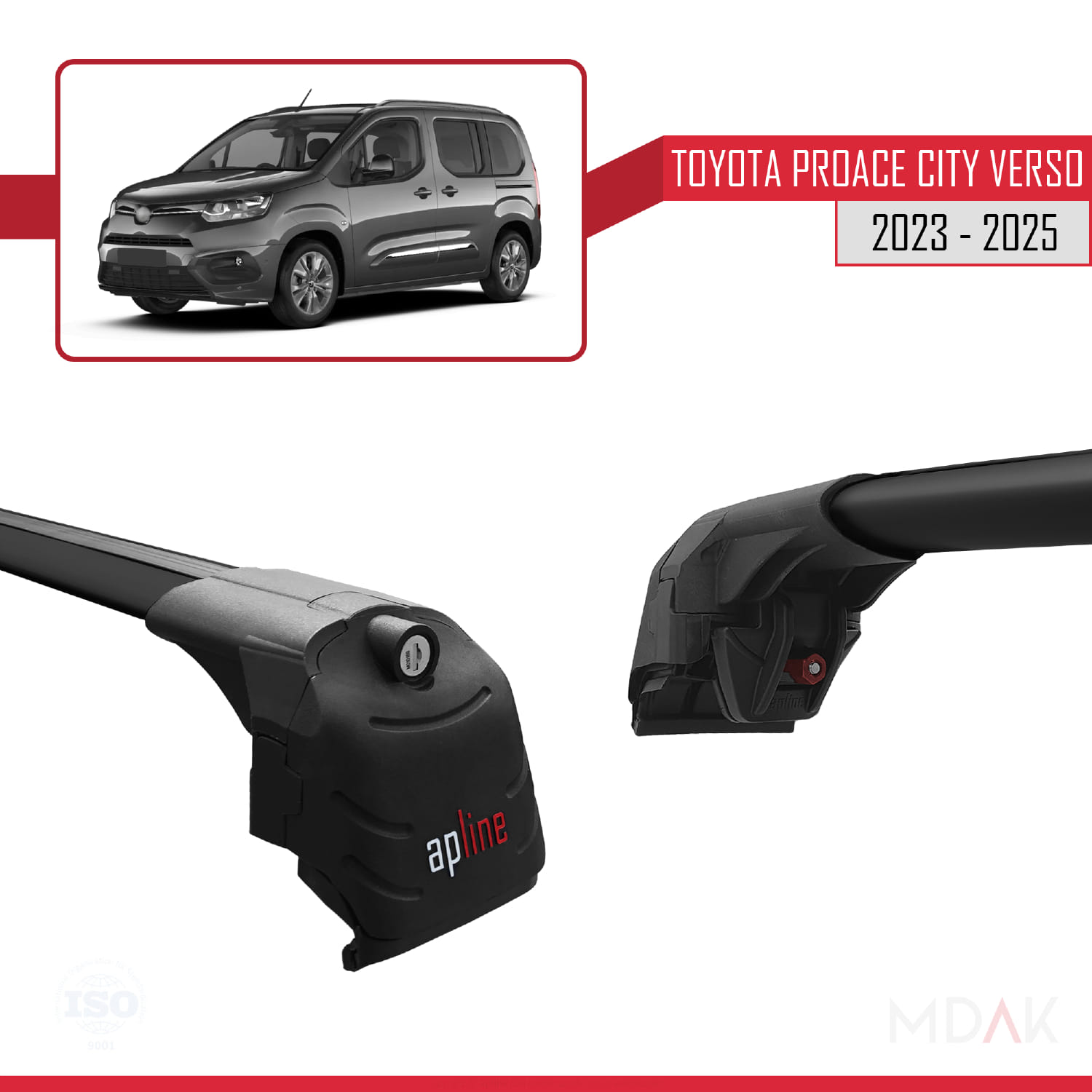 Toyota Proace City Verso 2023 ve Sonrası ile Uyumlu ACE-2 Ara Atkı Tavan Barı Siyah 2 Adet - Görsel 4