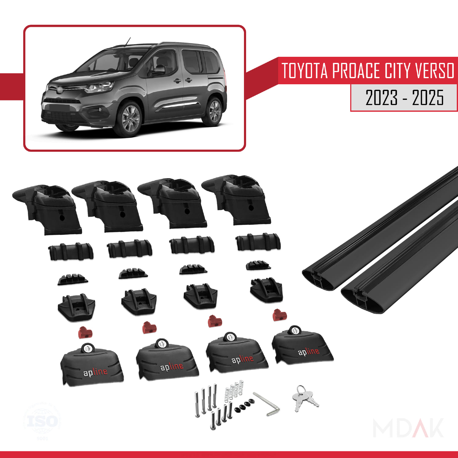 Toyota Proace City Verso 2023 ve Sonrası ile Uyumlu ACE-2 Ara Atkı Tavan Barı Siyah 2 Adet - Görsel 6