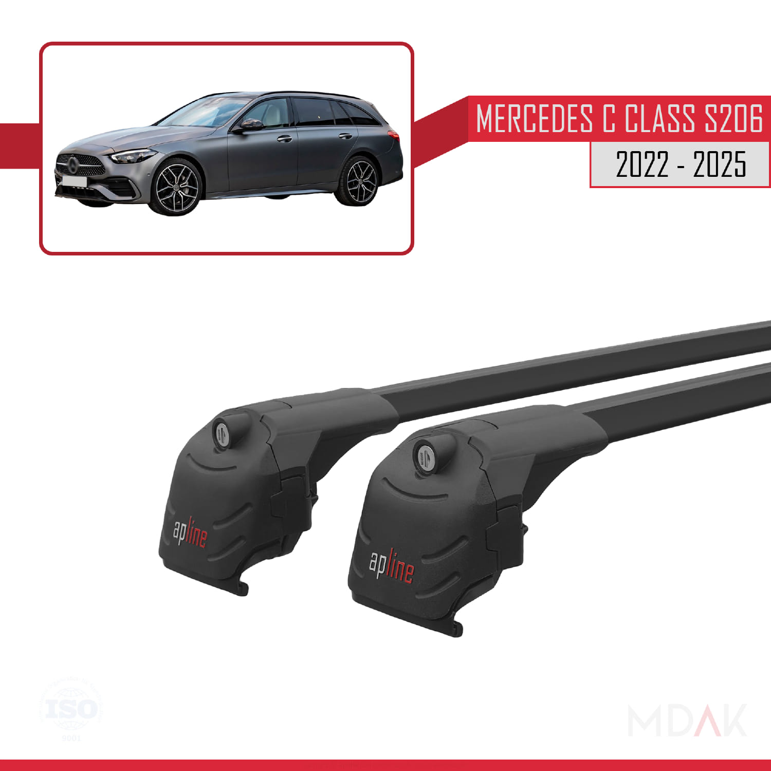Mercedes C Class 5 (S206) 2022 ve Sonrası ile Uyumlu ACE-2 Ara Atkı Tavan Barı Siyah 2 Adet - Görsel 3