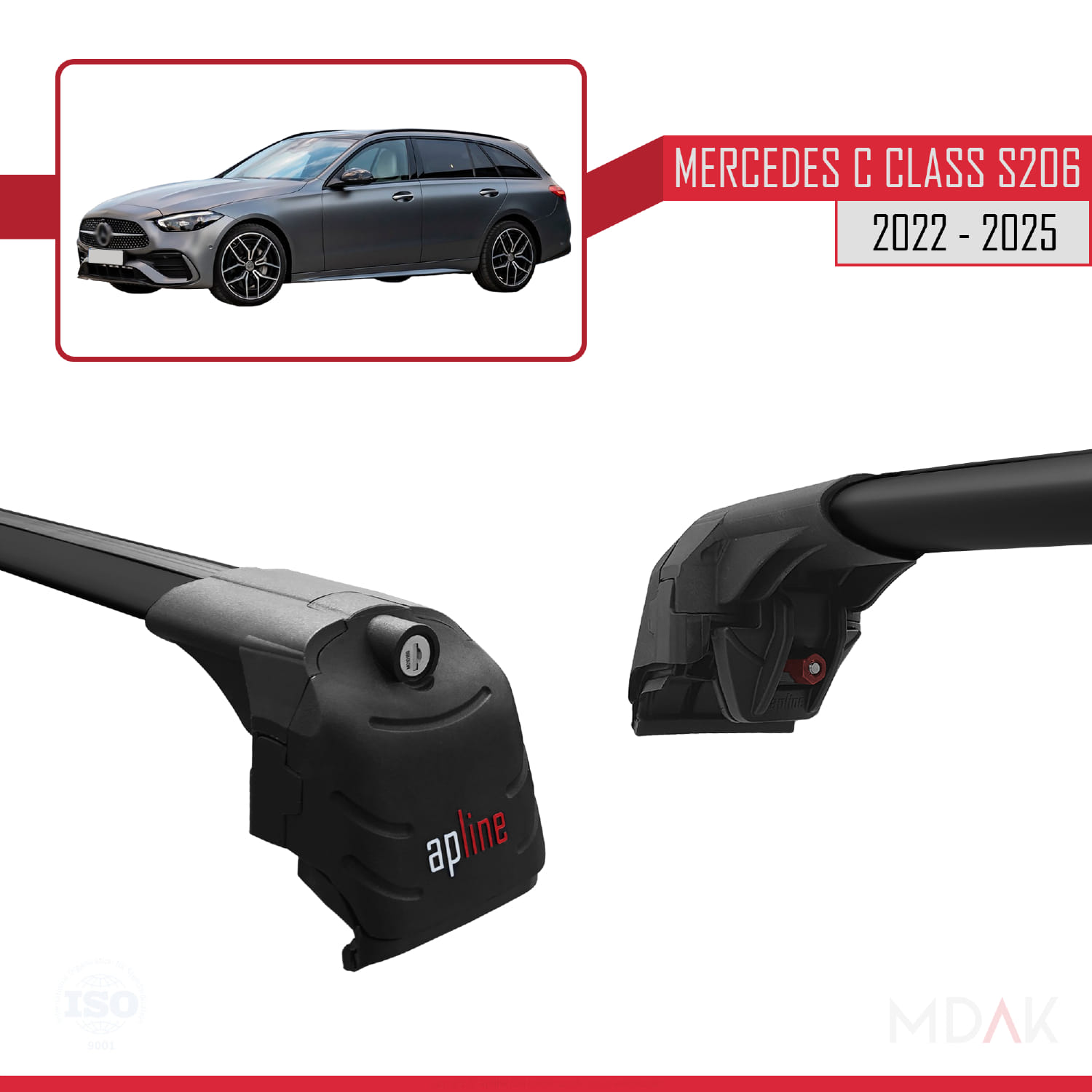 Mercedes C Class 5 (S206) 2022 ve Sonrası ile Uyumlu ACE-2 Ara Atkı Tavan Barı Siyah 2 Adet - Görsel 4