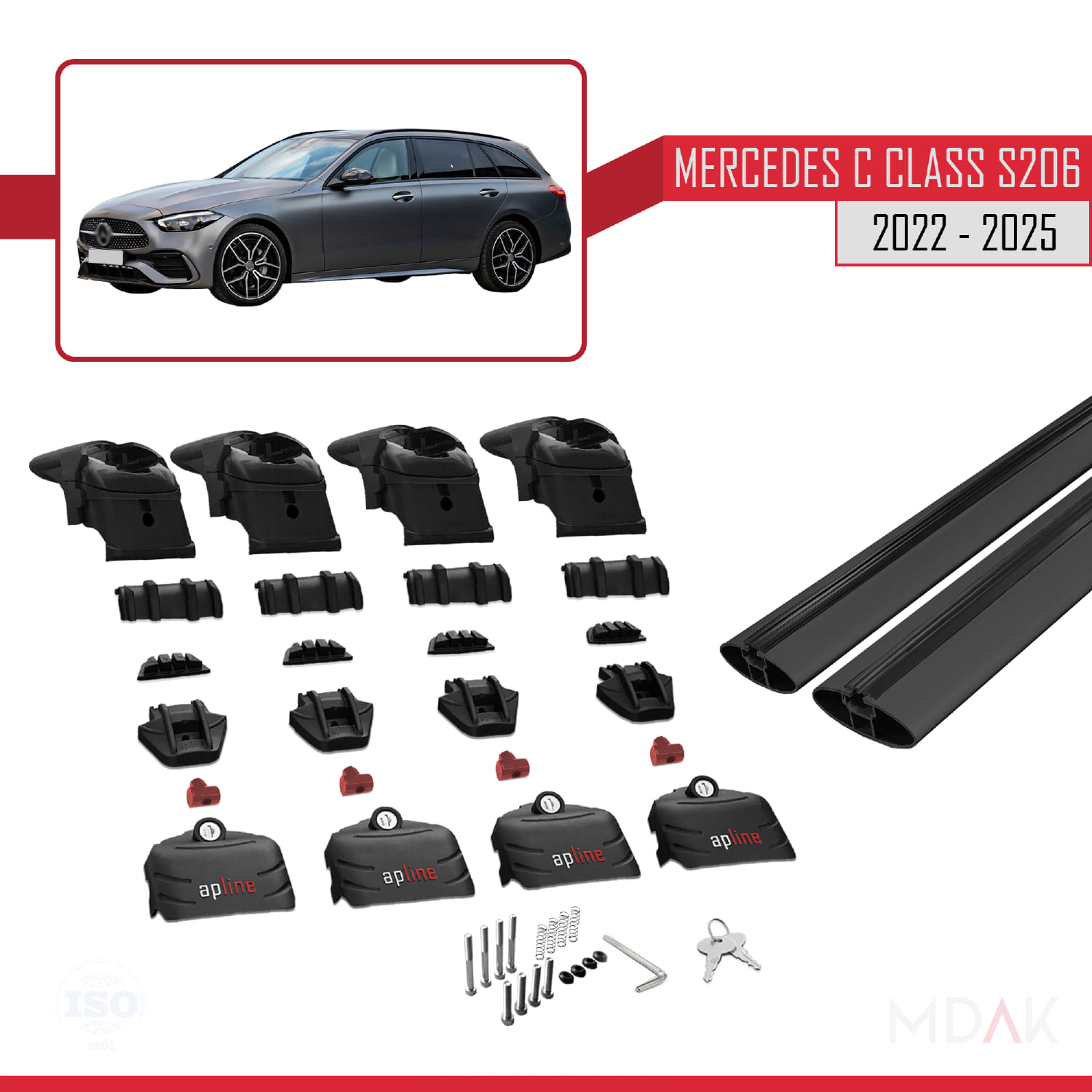 Mercedes C Class 5 (S206) 2022 ve Sonrası ile Uyumlu ACE-2 Ara Atkı Tavan Barı Siyah 2 Adet - Görsel 6