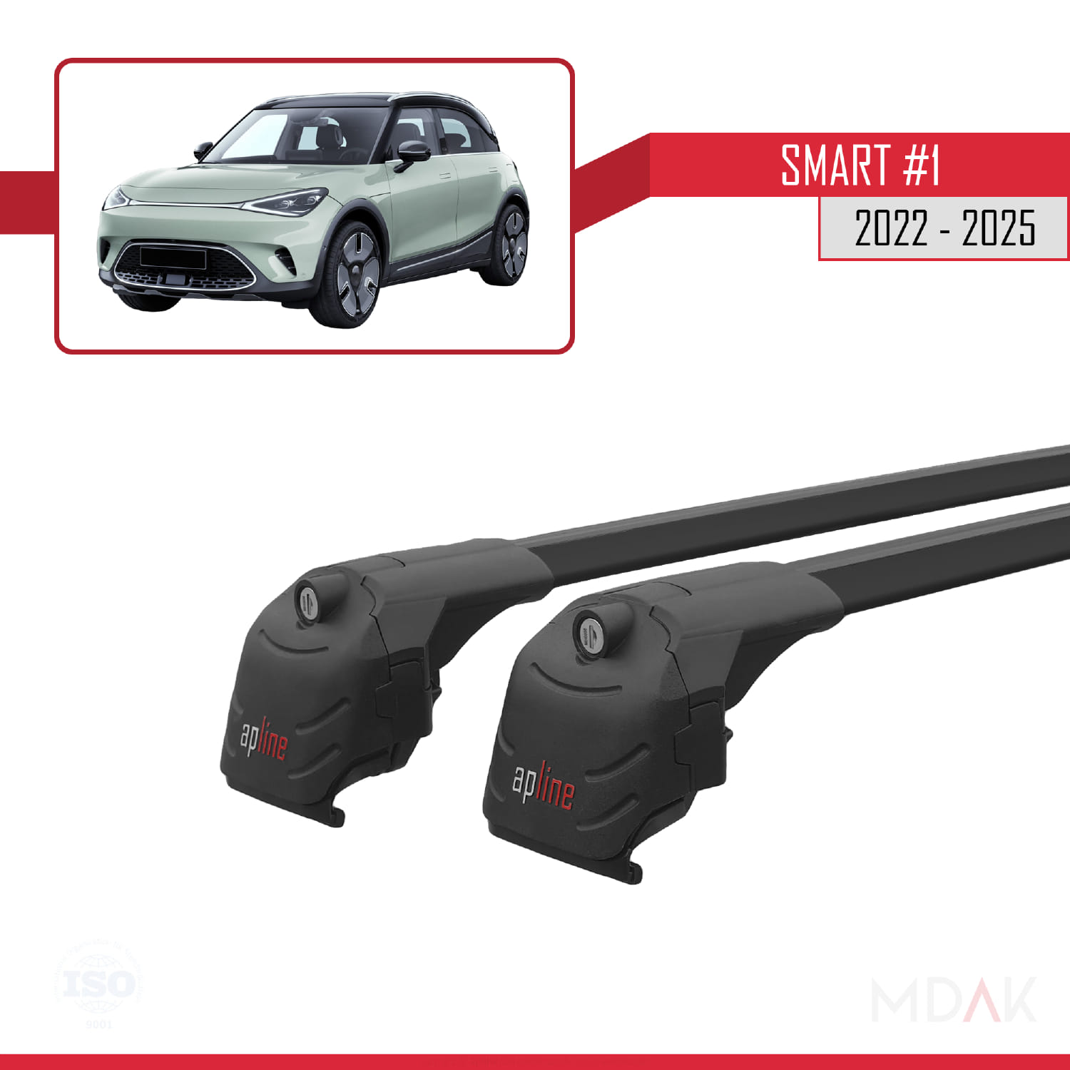 Smart #1 2022 ve Sonrası ile Uyumlu ACE-2 Ara Atkı Tavan Barı Siyah 2 Adet - Görsel 3