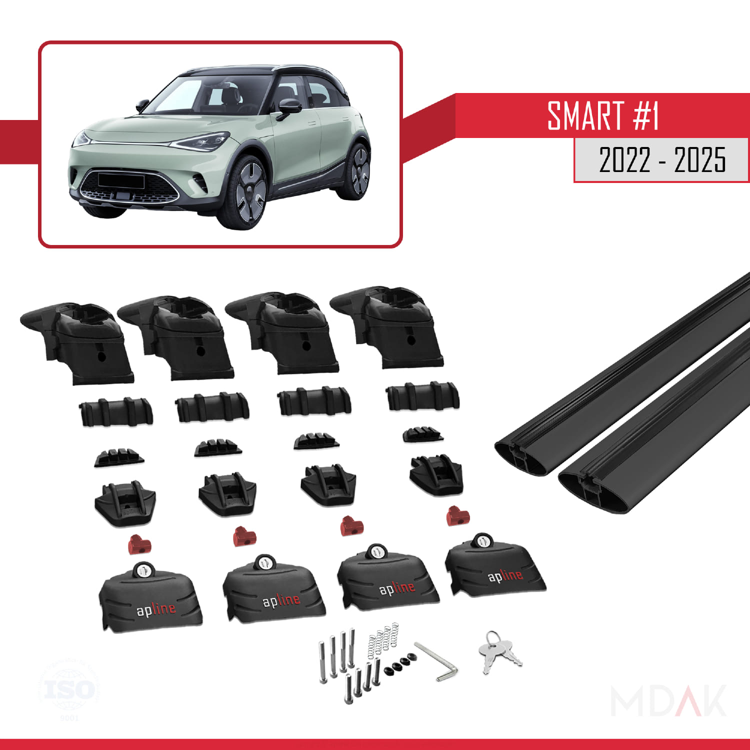 Smart #1 2022 ve Sonrası ile Uyumlu ACE-2 Ara Atkı Tavan Barı Siyah 2 Adet - Görsel 6