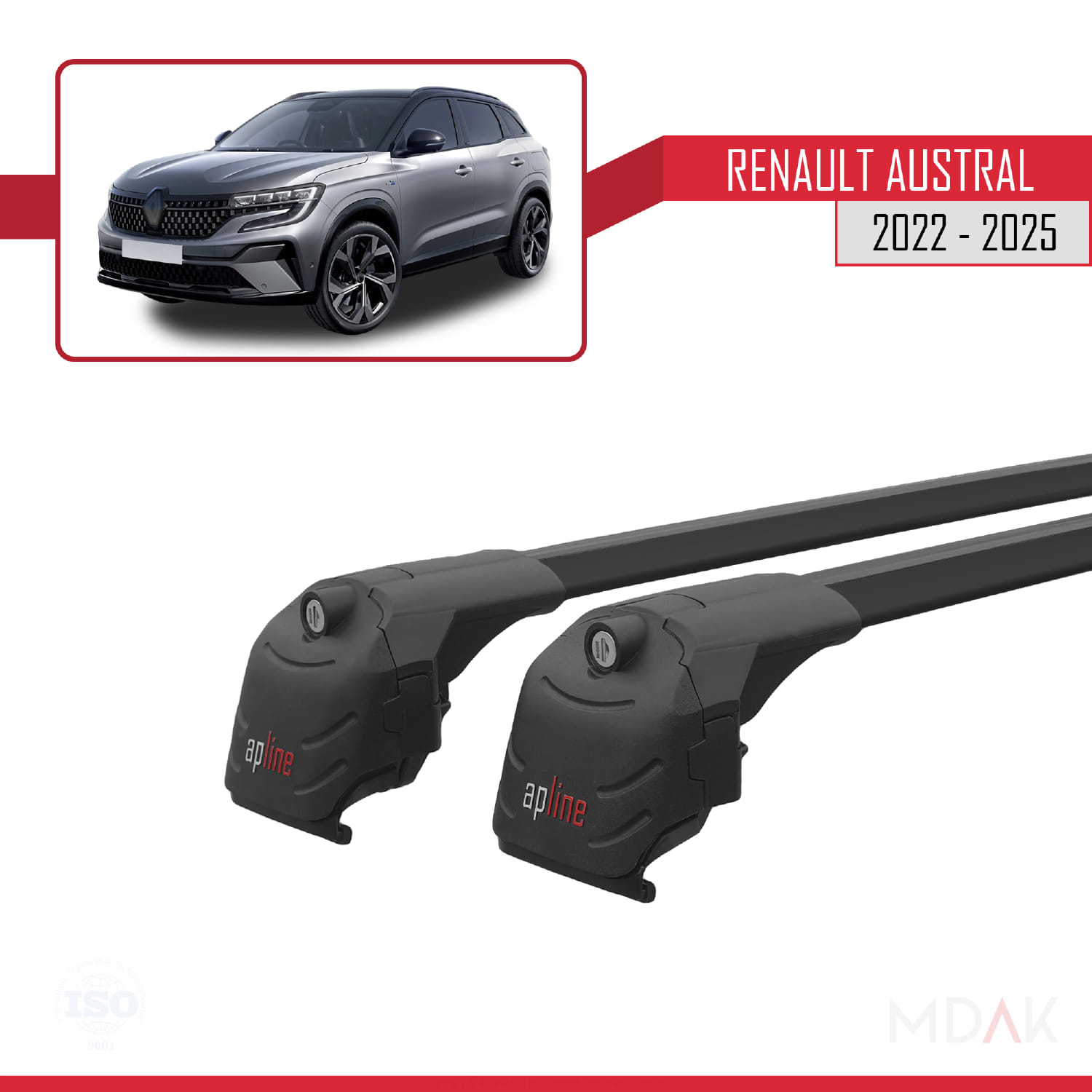 Renault Austral (RHN) 2022 ve Sonrası ile Uyumlu ACE-2 Ara Atkı Tavan Barı Siyah 2 Adet - Görsel 3