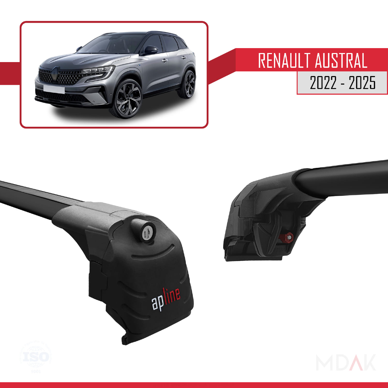 Renault Austral (RHN) 2022 ve Sonrası ile Uyumlu ACE-2 Ara Atkı Tavan Barı Siyah 2 Adet - Görsel 4