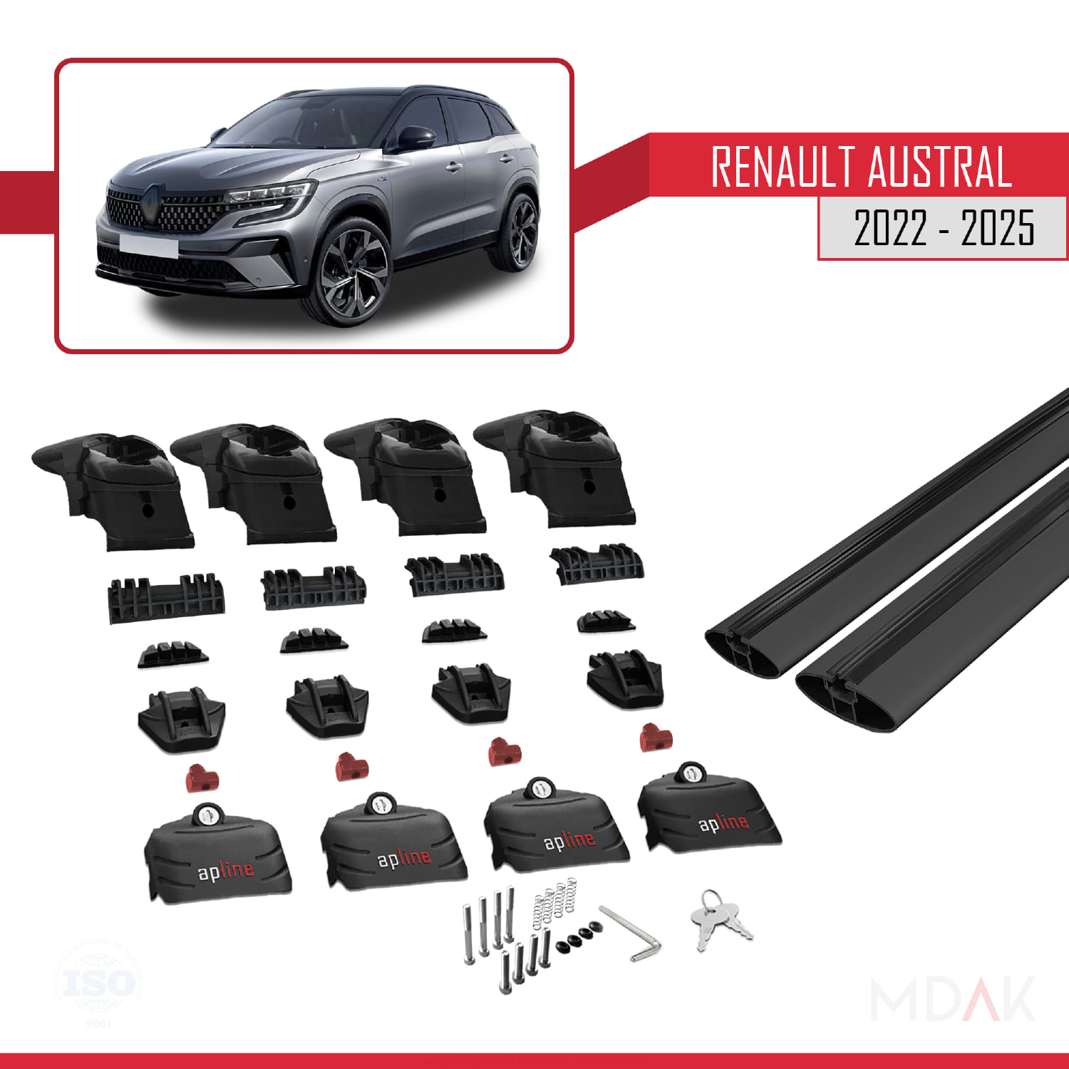 Renault Austral (RHN) 2022 ve Sonrası ile Uyumlu ACE-2 Ara Atkı Tavan Barı Siyah 2 Adet - Görsel 6