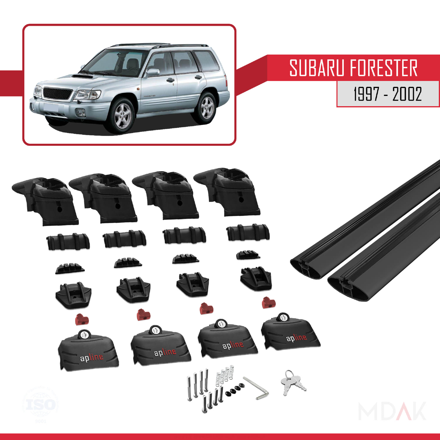 Subaru Forester (SF) 1997-2002 Arası ile Uyumlu ACE-2 Ara Atkı Tavan Barı Siyah 2 Adet - Görsel 5